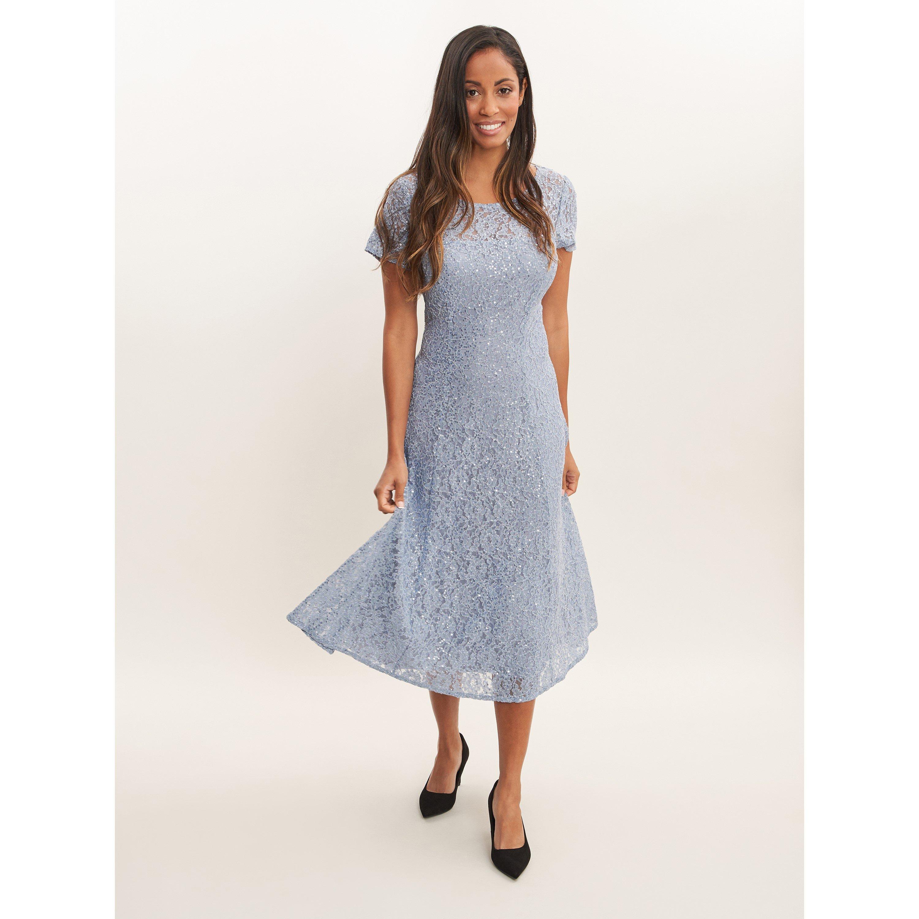 Hydrangea - Gina Bacconi - Genny Cap Sleeve Midi Sequin Lace Dress - 3