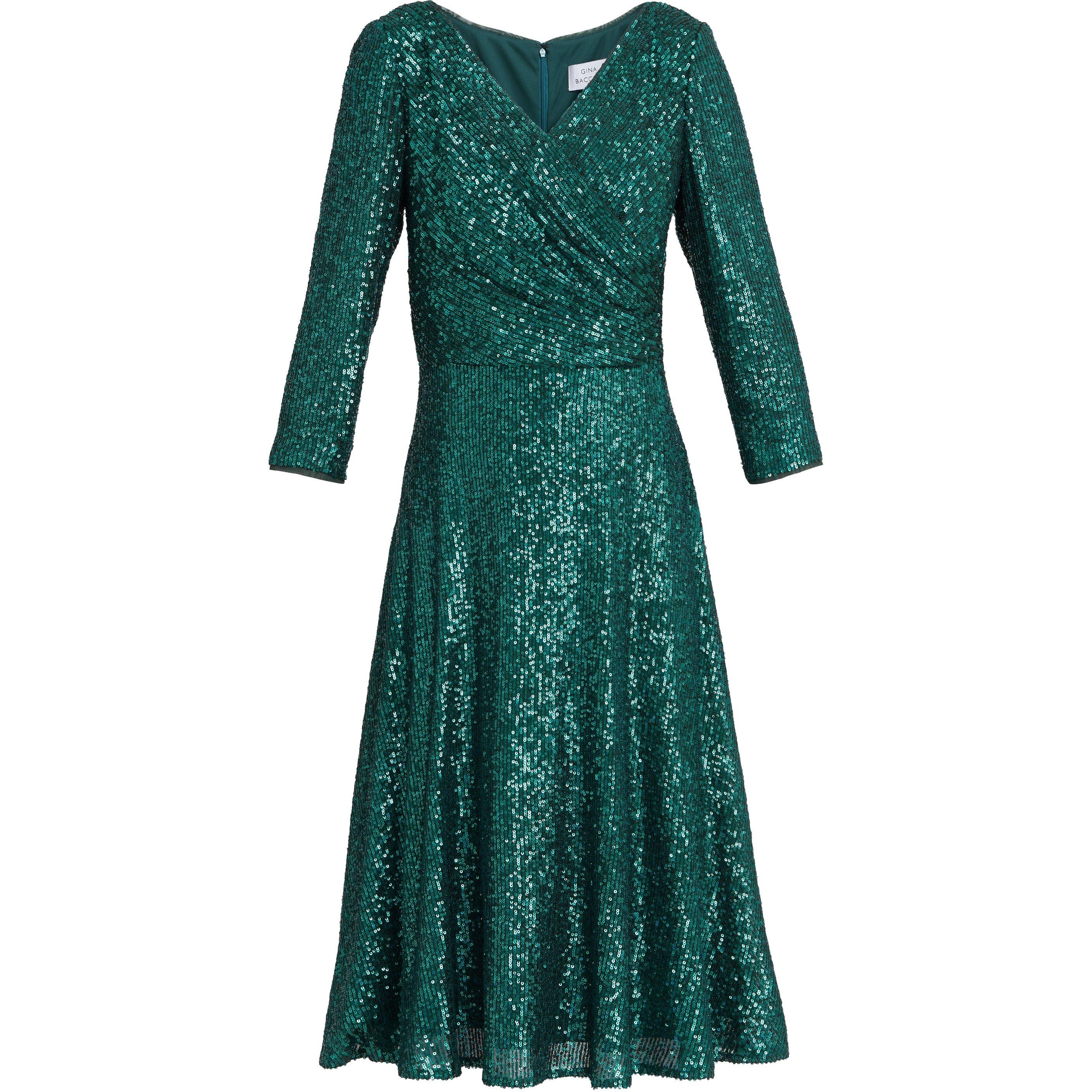 Emerald - Gina Bacconi - Libbie Midi A-Line Sequin Dress - 4