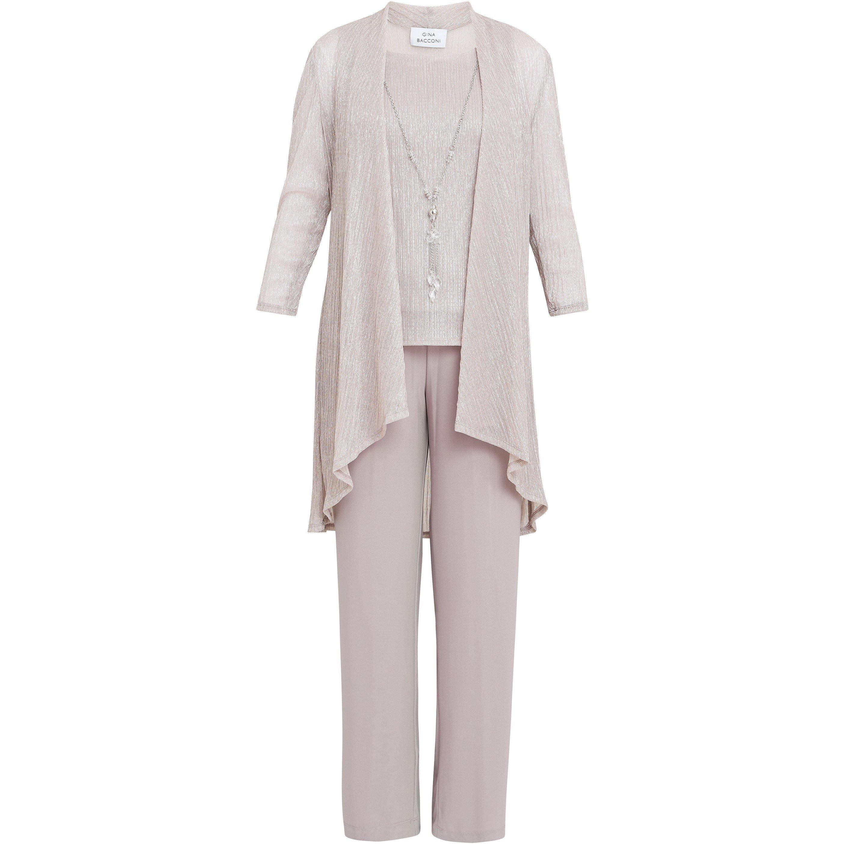 Blush - Gina Bacconi - Natasha 3 Piece Metallic Trouser Suit - 4