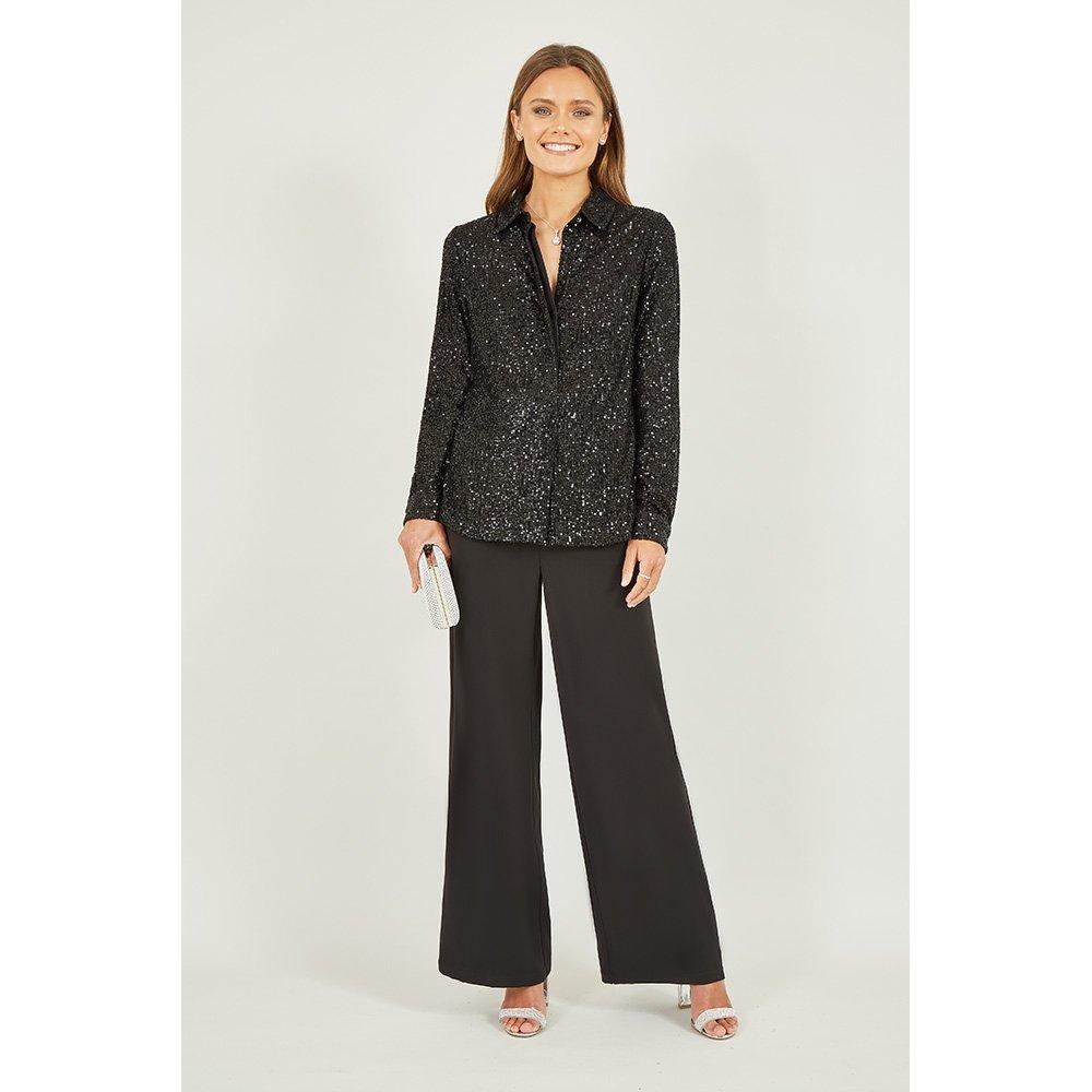 Black - Yumi - Black Sequin Shirt - 2