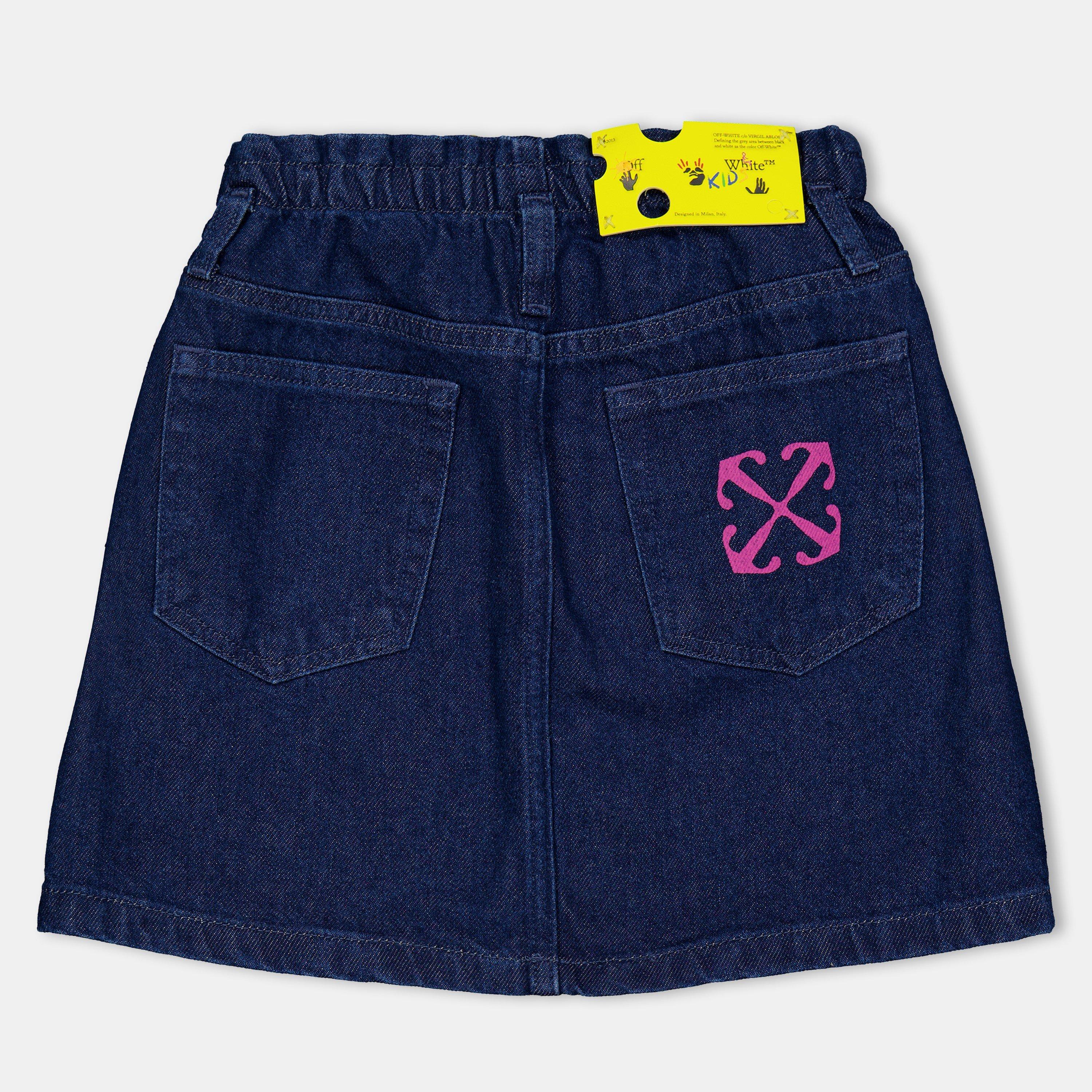 Blue/Pink - Off White - Kids Denim Skirt - 2