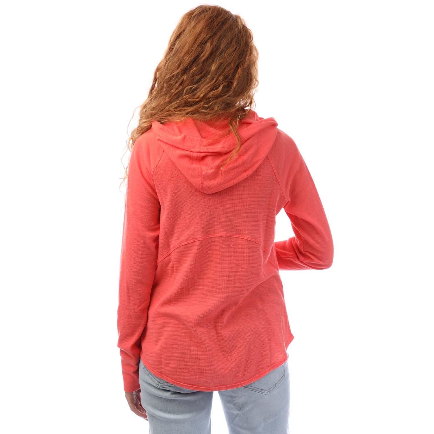 Pink - DKNY - Front Zip Through Slub Waffle Knit Hoodie - 3