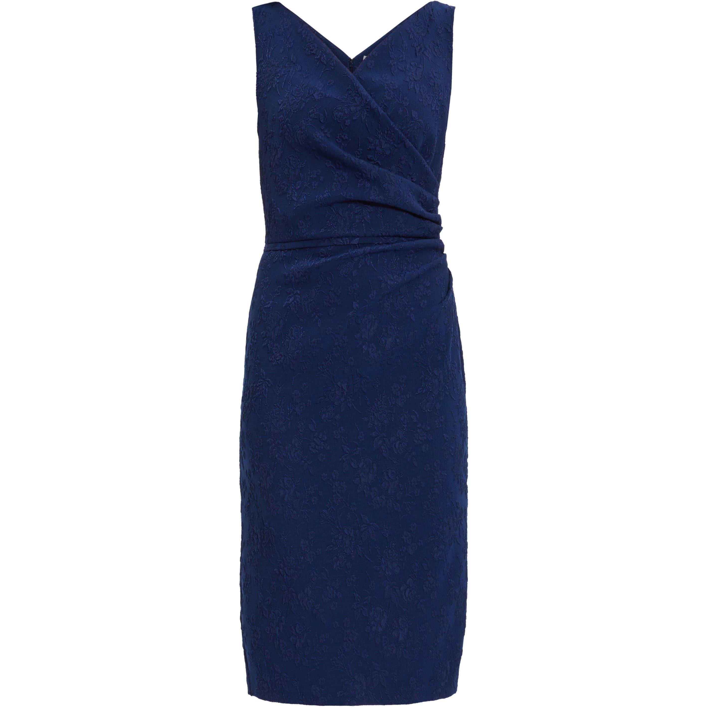 Navy - Gina Bacconi - Hillari Floral Jacquard Dress - 1