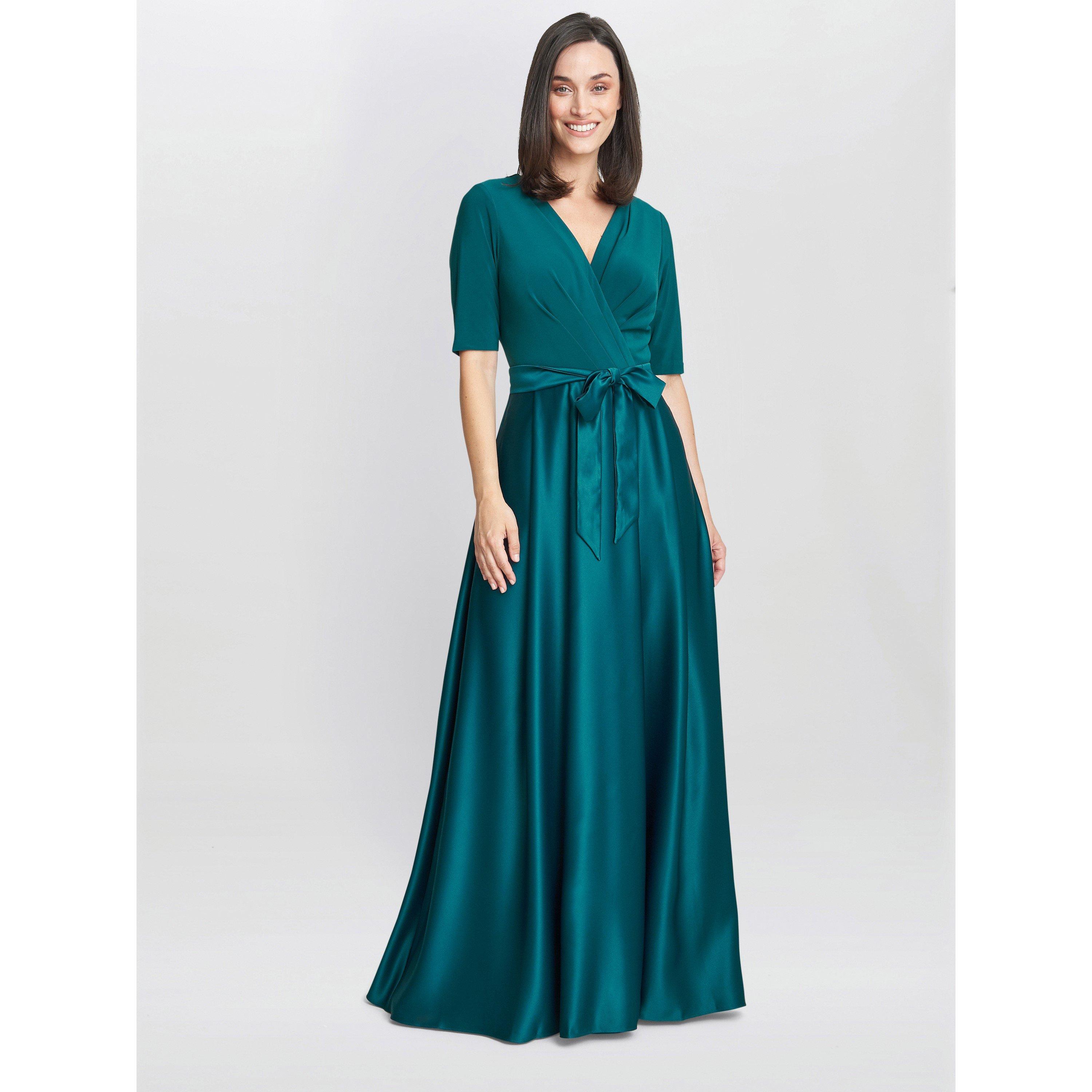 Emerald - Gina Bacconi - Luna Satin Maxi Dress With Jersey Bodice - 1
