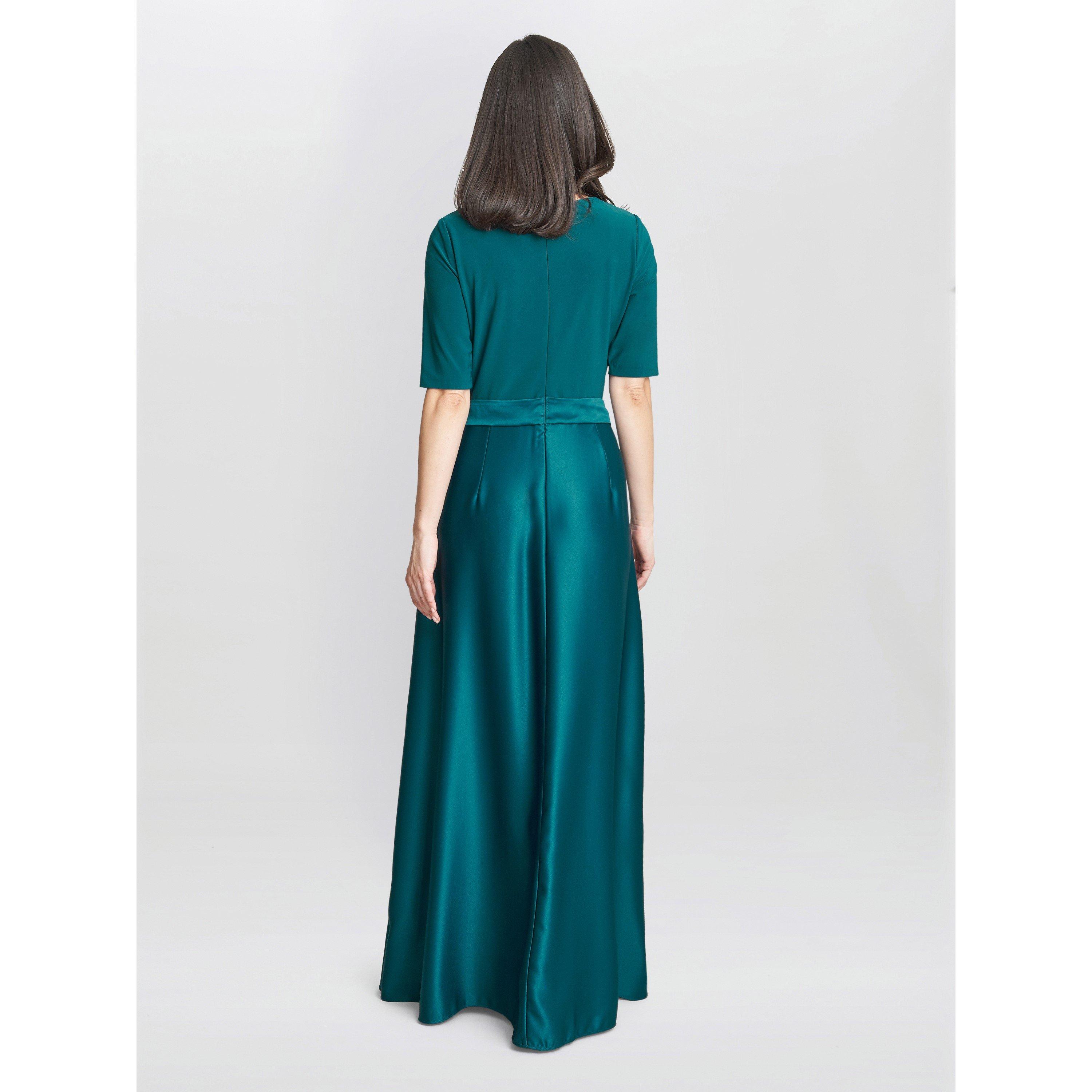 Emerald - Gina Bacconi - Luna Satin Maxi Dress With Jersey Bodice - 2