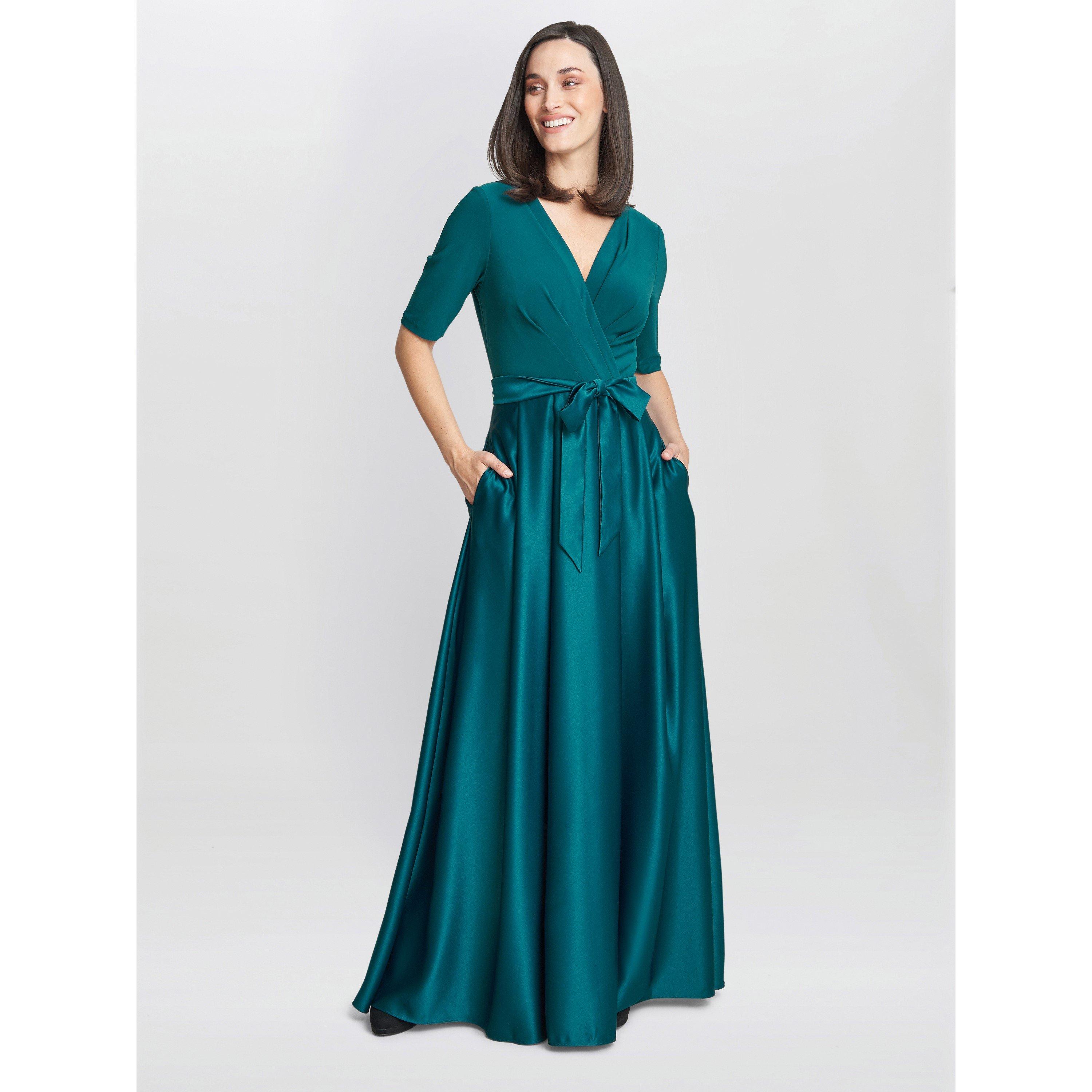 Emerald - Gina Bacconi - Luna Satin Maxi Dress With Jersey Bodice - 3