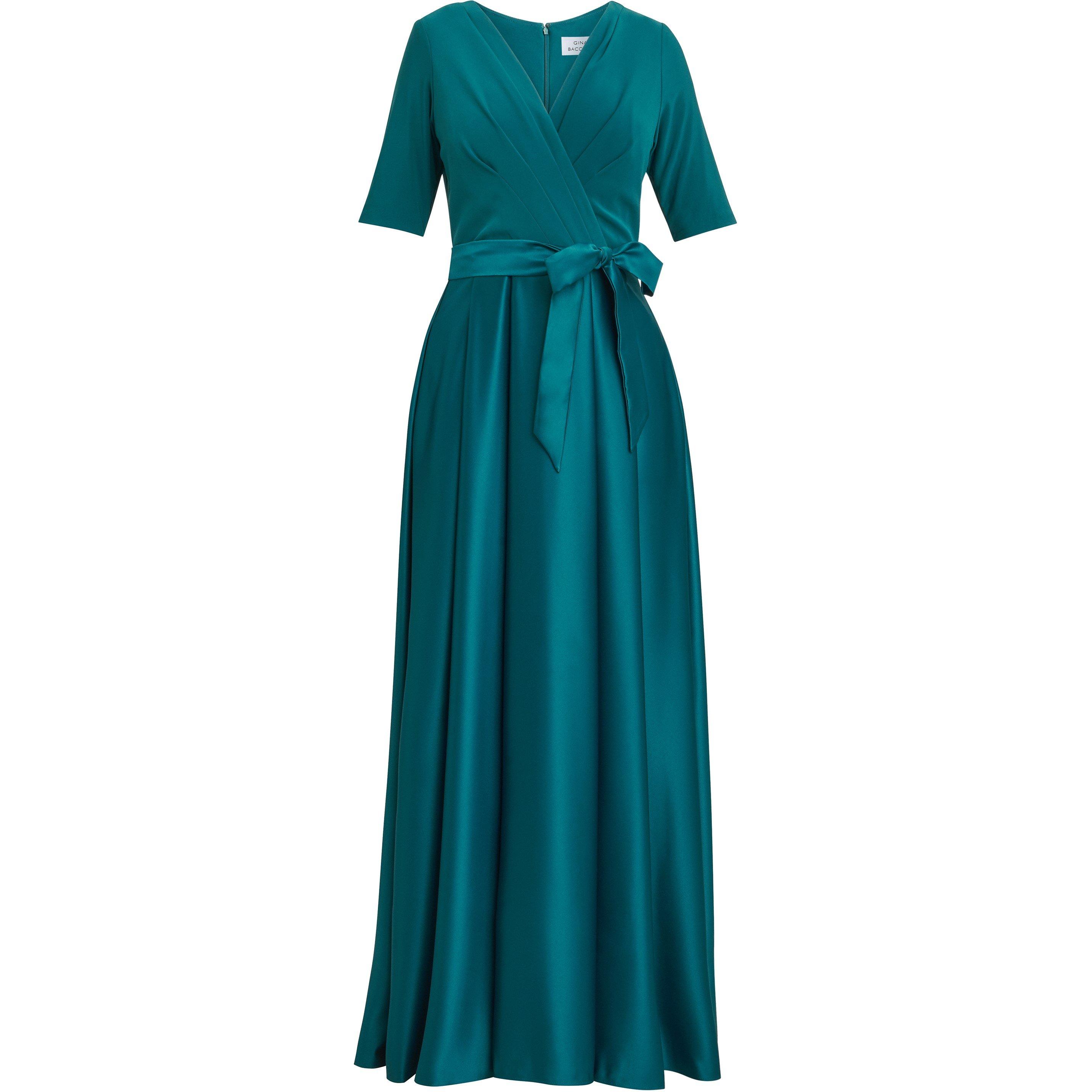 Emerald - Gina Bacconi - Luna Satin Maxi Dress With Jersey Bodice - 4