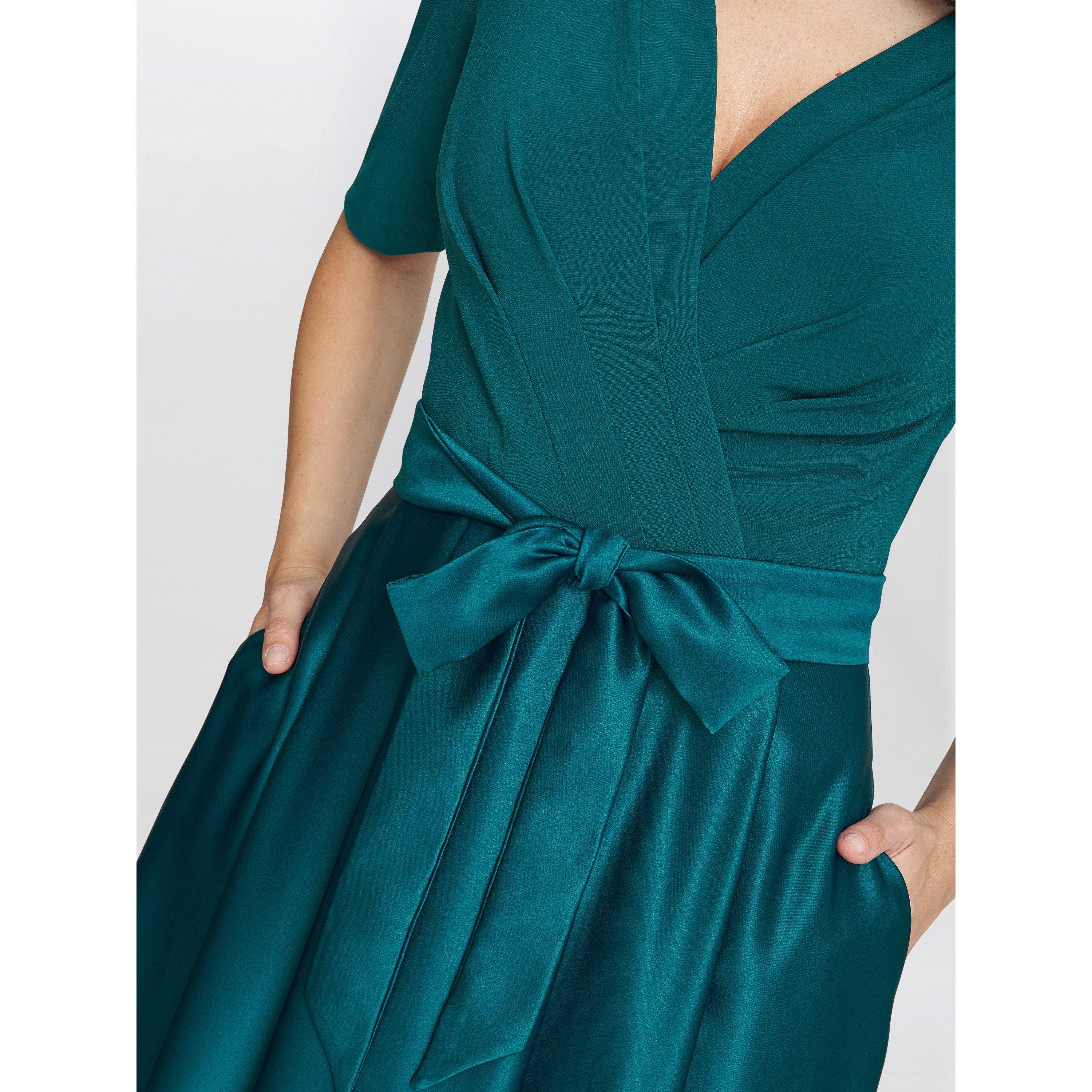 Emerald - Gina Bacconi - Luna Satin Maxi Dress With Jersey Bodice - 5