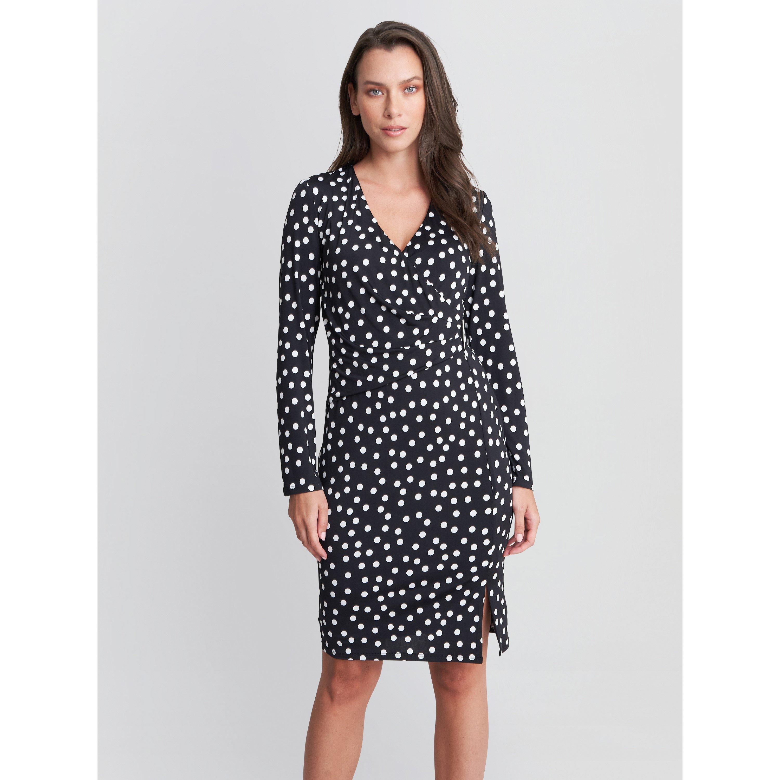 Black / White - Gina Bacconi - Fia Wrap Dress With Gold Trim - 1