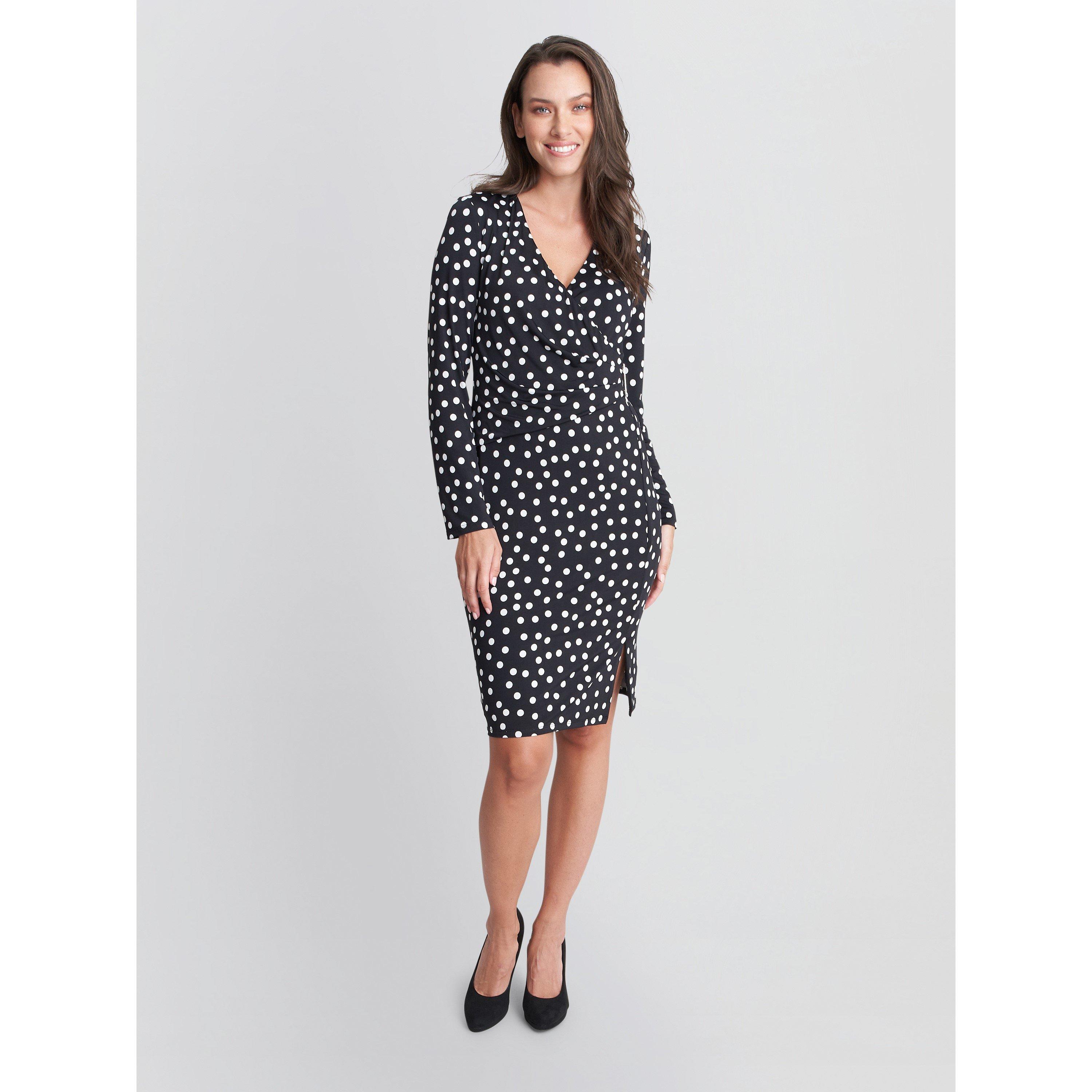 Black / White - Gina Bacconi - Fia Wrap Dress With Gold Trim - 3