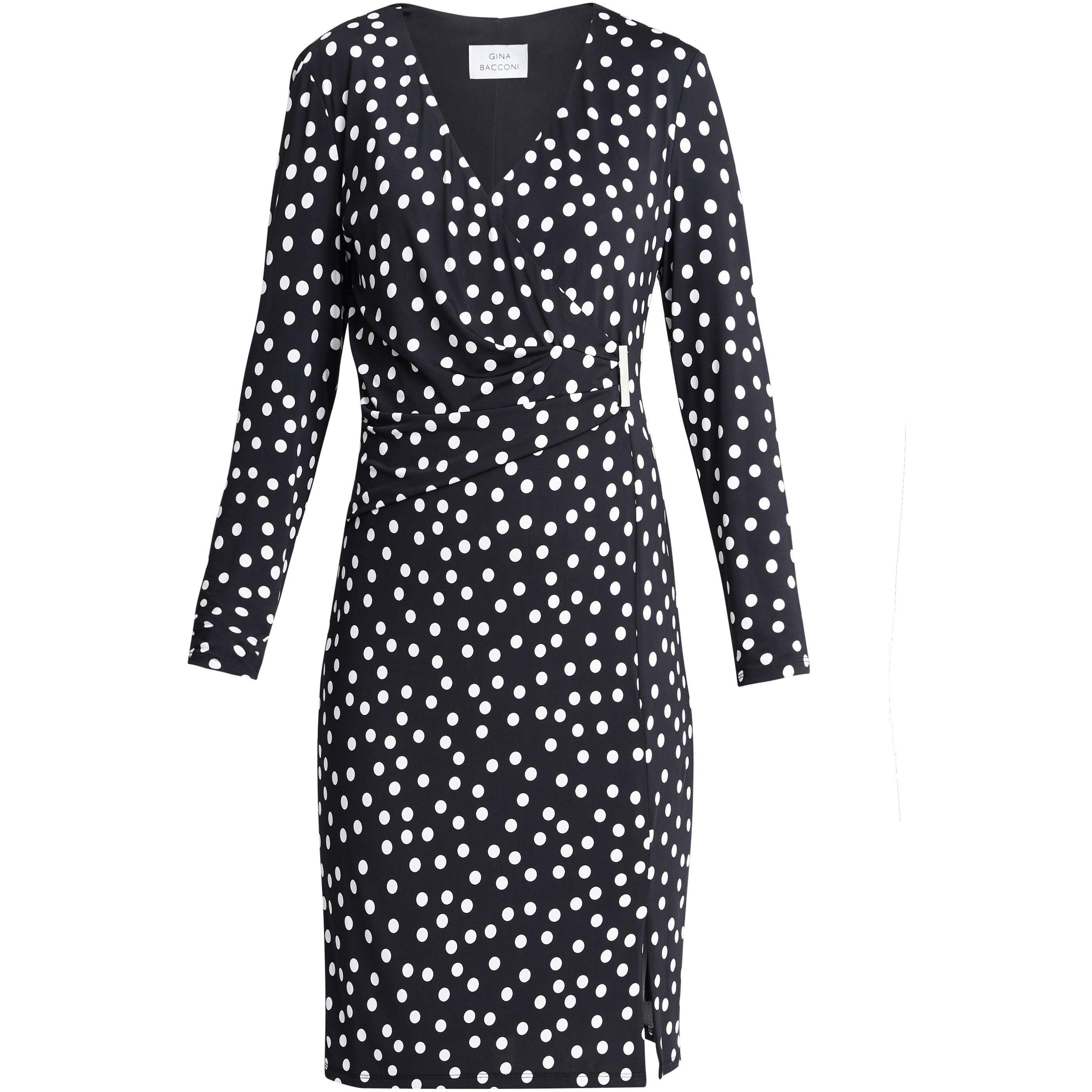 Black / White - Gina Bacconi - Fia Wrap Dress With Gold Trim - 4