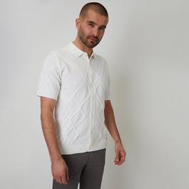 Threadbare Textured Button Through Knitted Polo Shirt