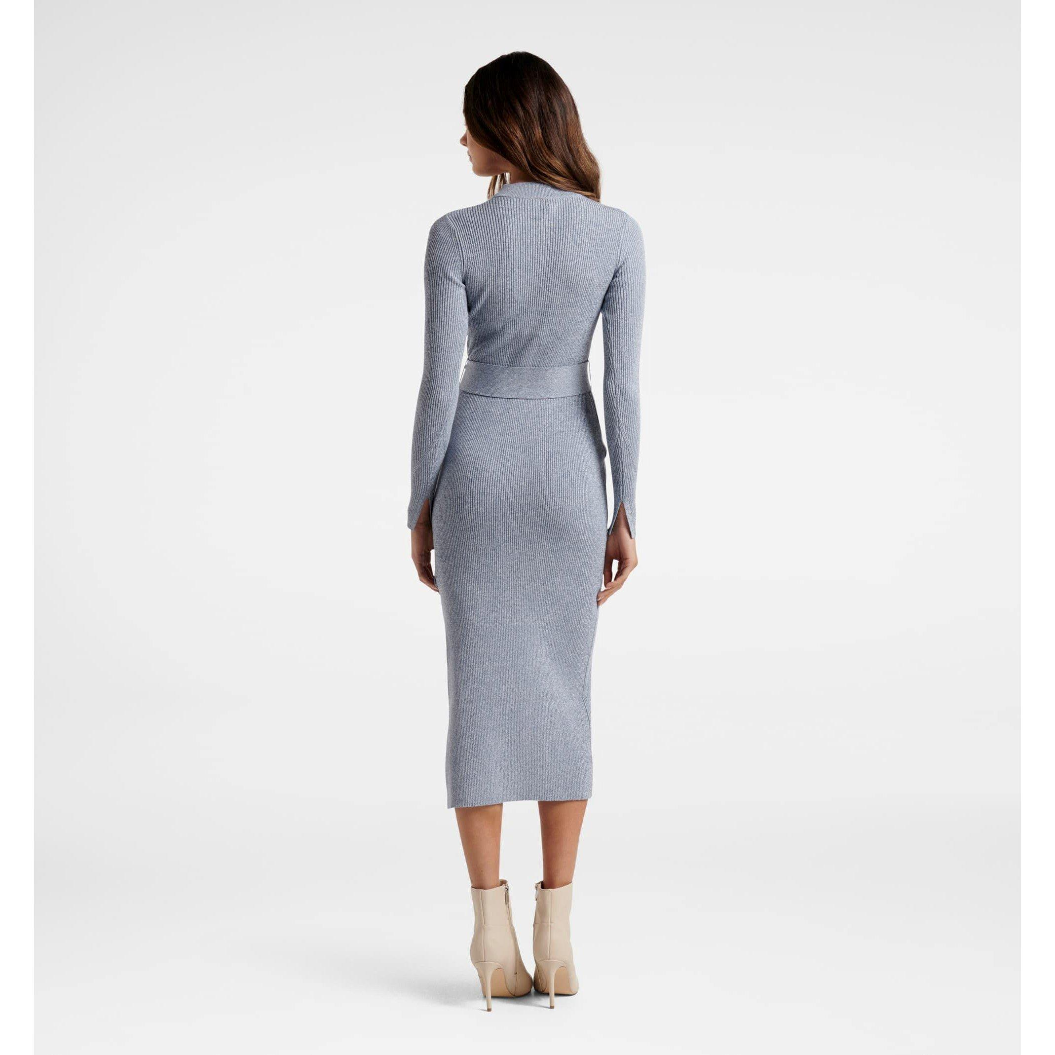 Blue Space Dye - Forever New - Grayson Midi Knit Dress - 5