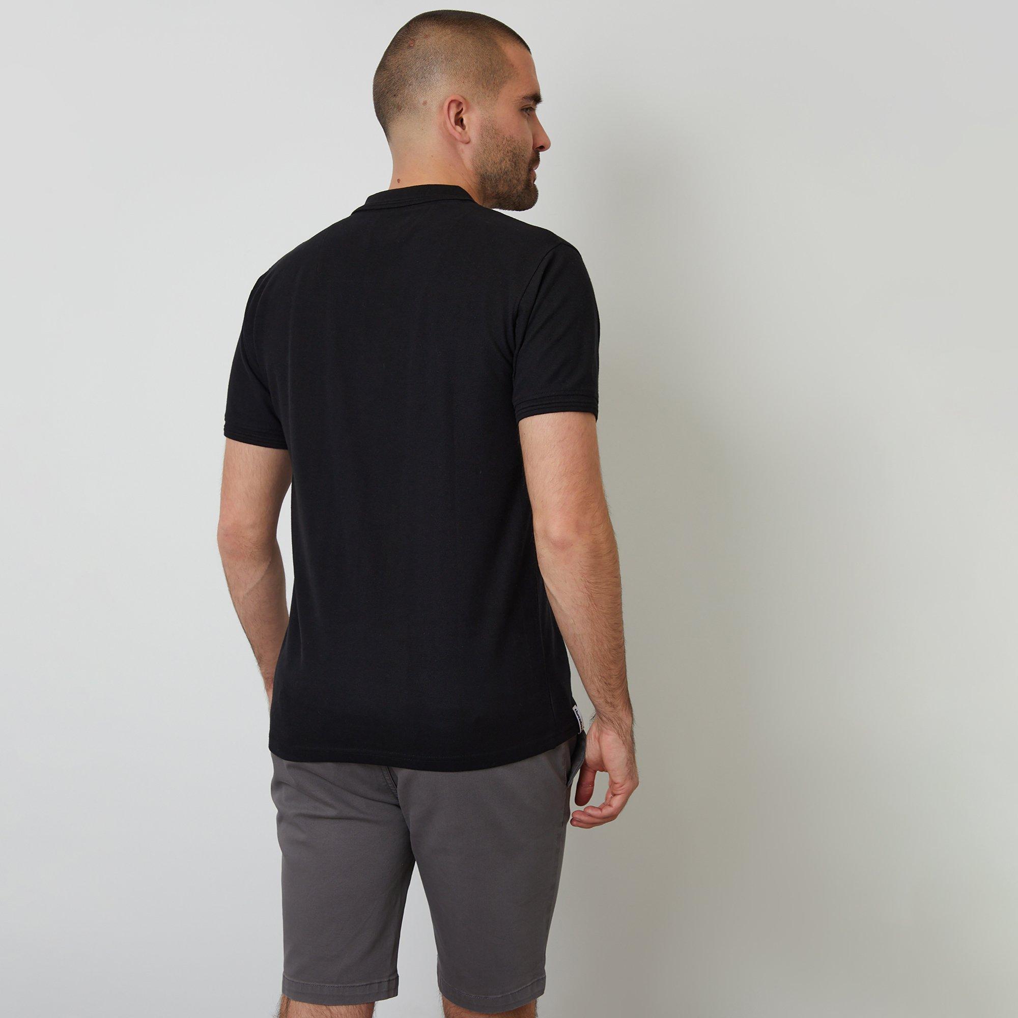 Black - Threadbare - Cotton Pique Short Sleeve Polo Shirt - 2