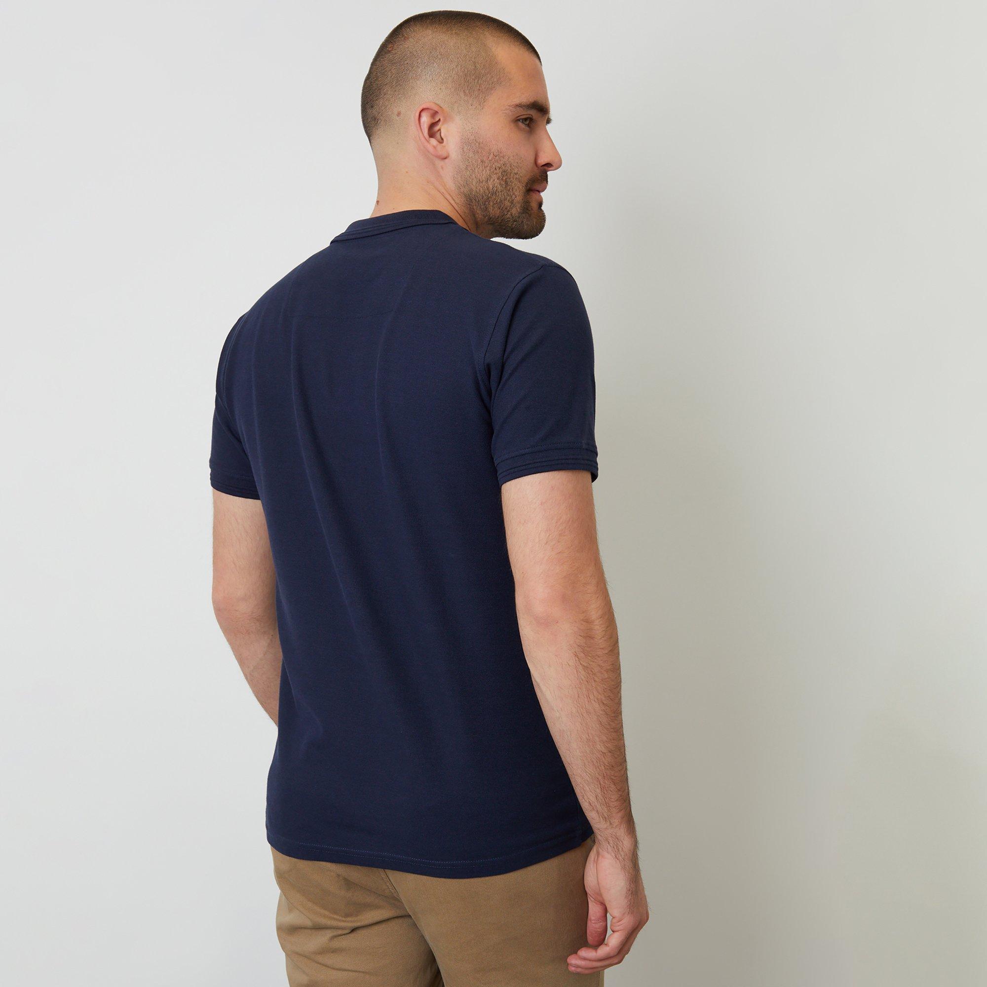 Navy - Threadbare - Cotton Pique Short Sleeve Polo Shirt - 2