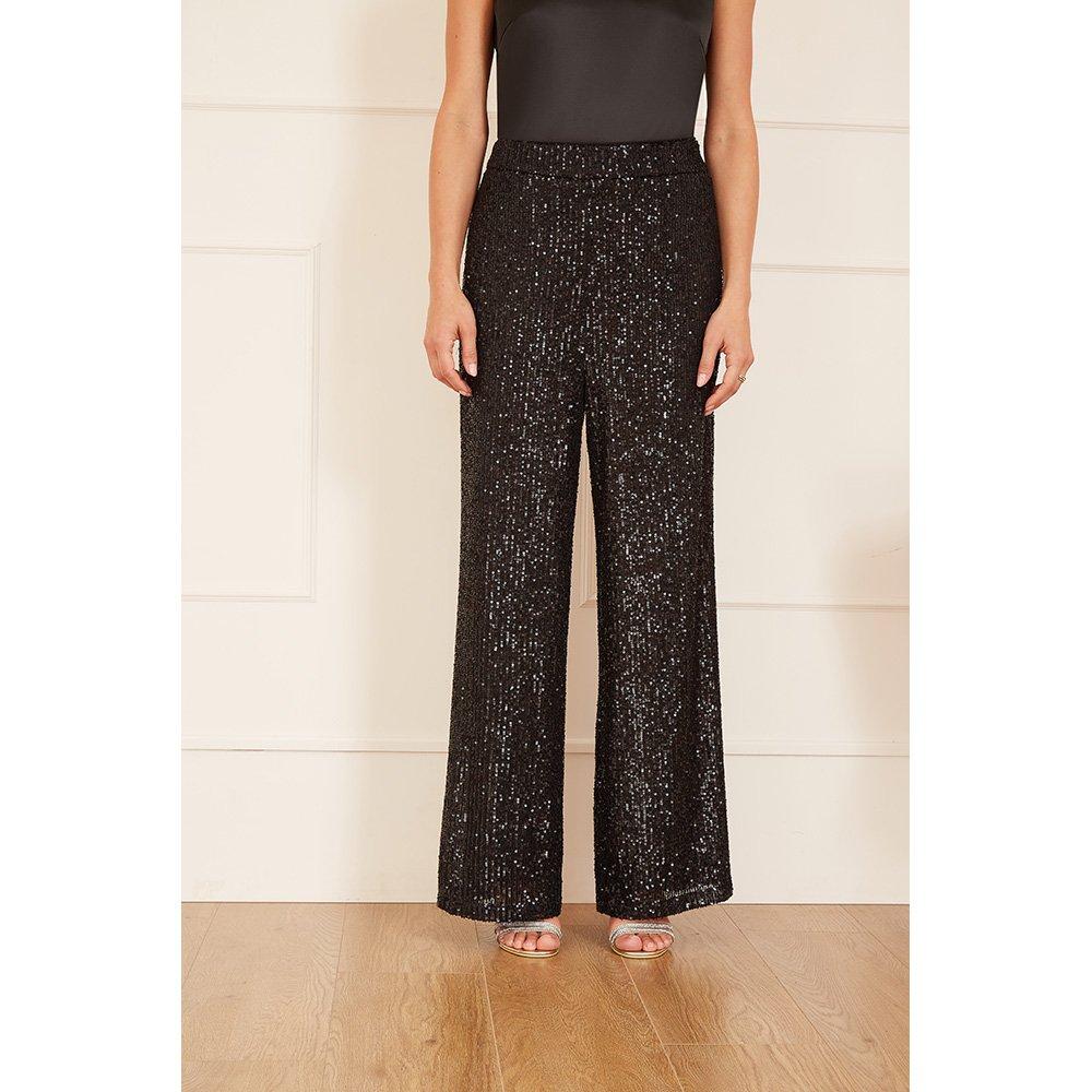 Black - Yumi - Black All Over Sequin Trousers - 1