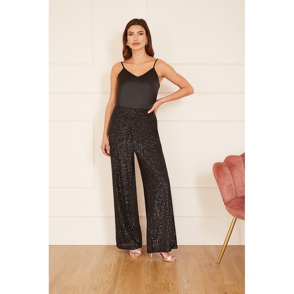Black - Yumi - Black All Over Sequin Trousers - 2