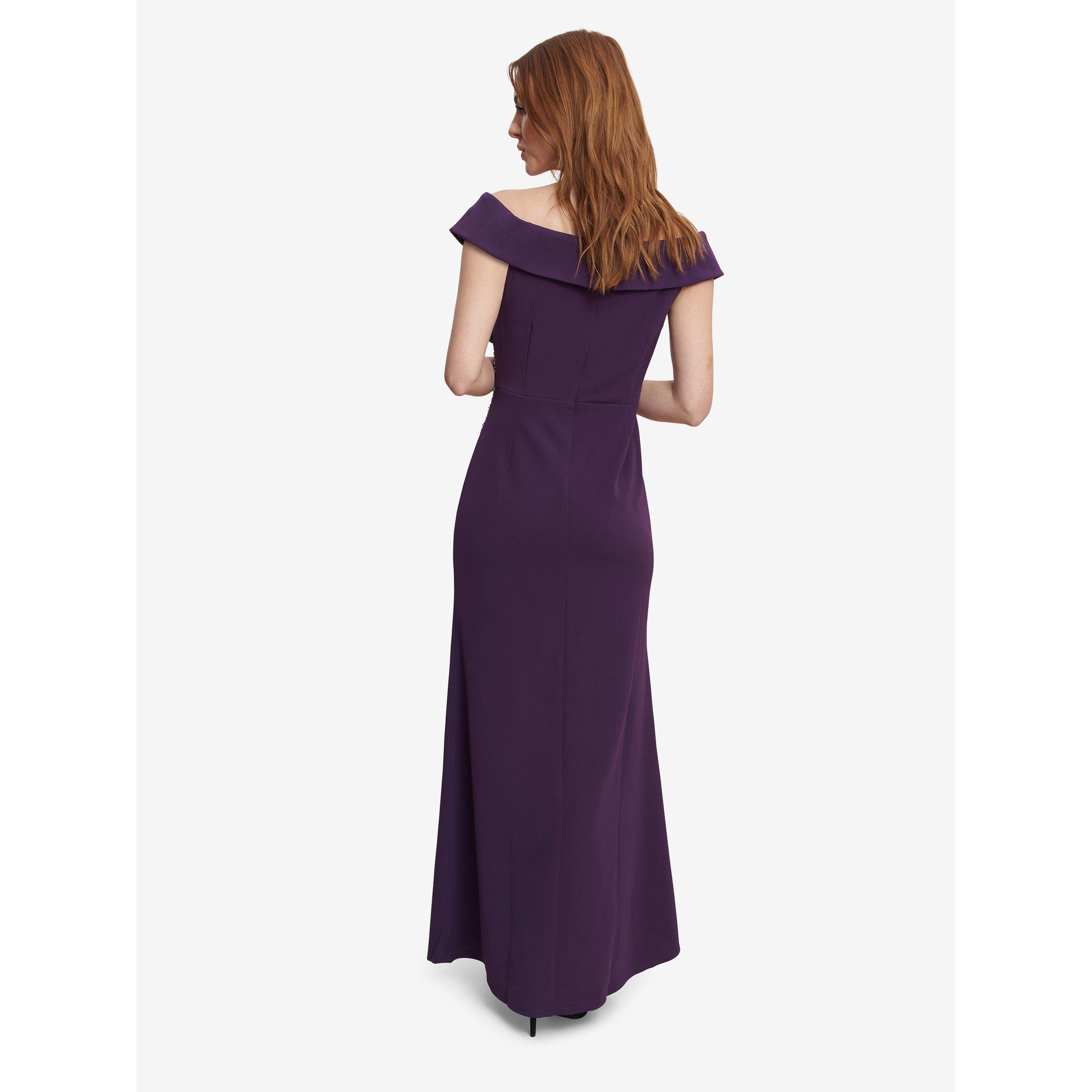 Plum - Gina Bacconi - Suzanne Portrait Collar Long Dress - 2