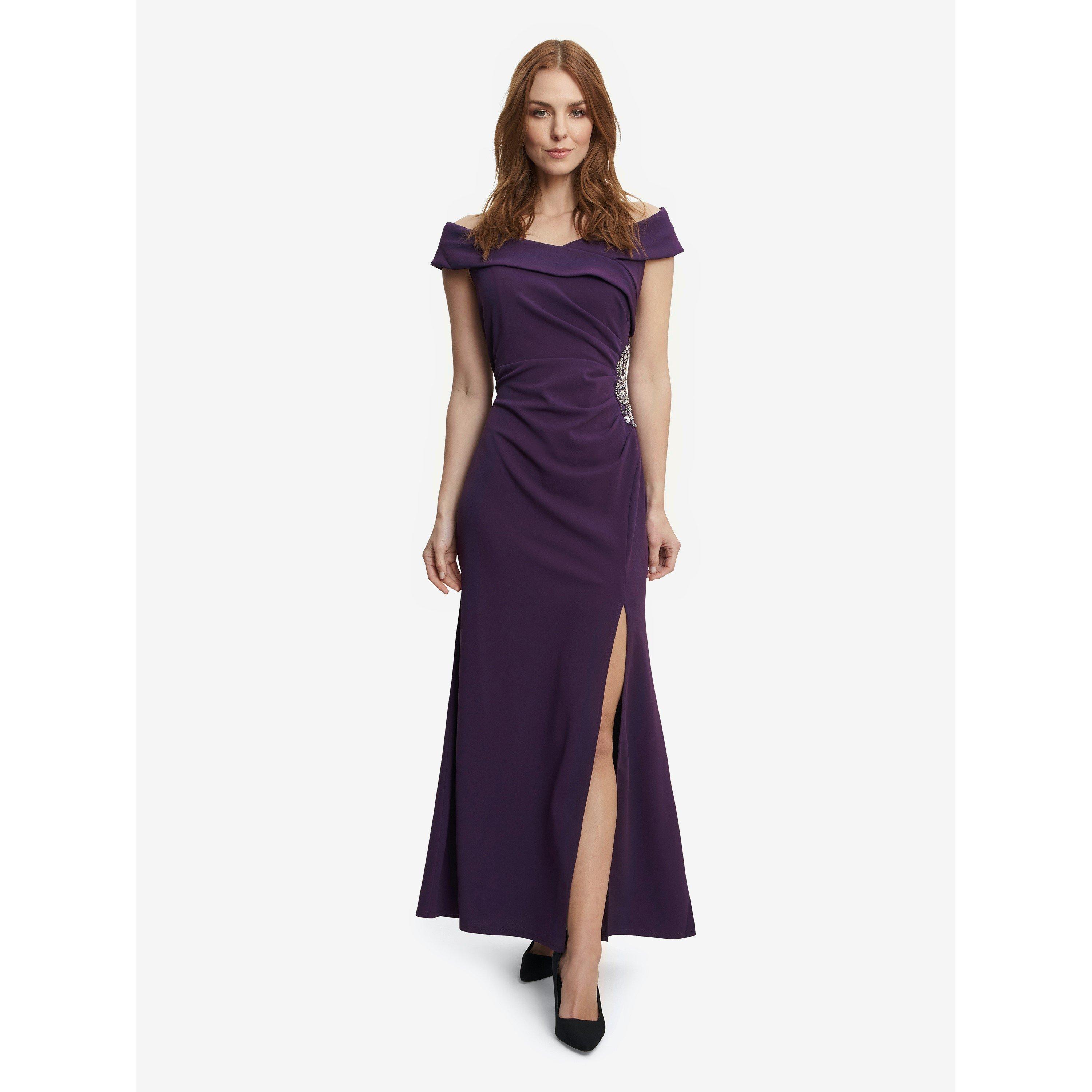 Plum - Gina Bacconi - Suzanne Portrait Collar Long Dress - 3