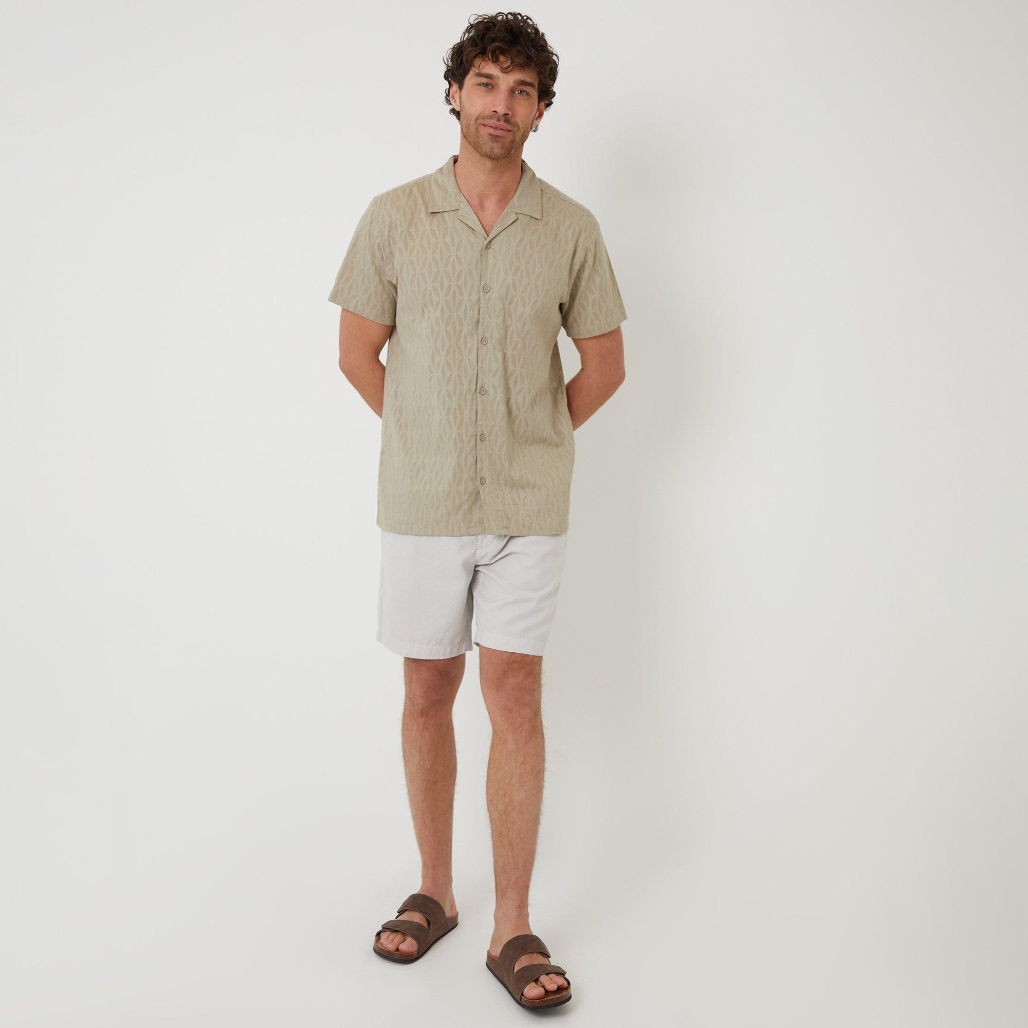 Stone - Threadbare - Cotton Pluck Textured Short Sleeve Shirt - 3