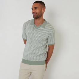 Threadbare Jacquard Geo Trophy Neck Knitted Polo