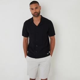 Threadbare Textured Panel Revere Collar Knitted Shirt