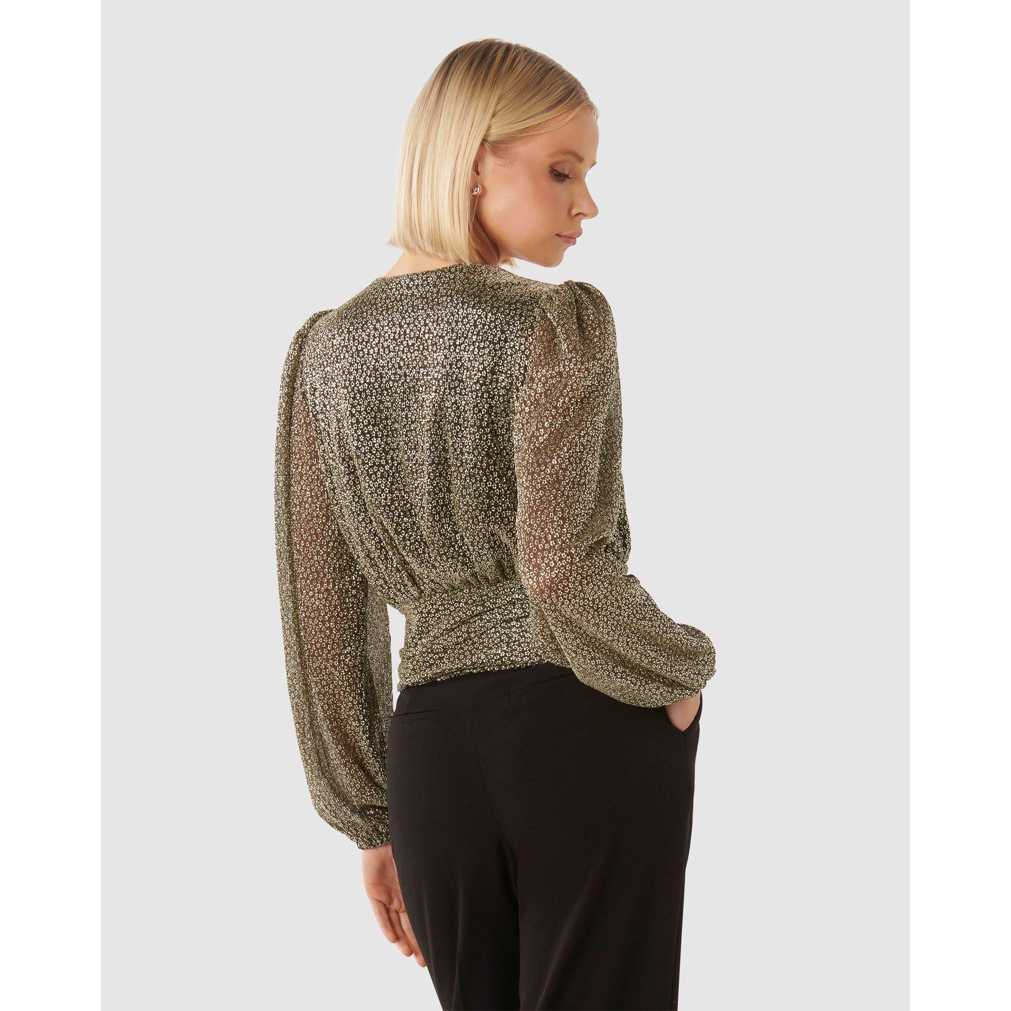 Black/Gold - Forever New - Swathi Tie Wrap Blouse - 5