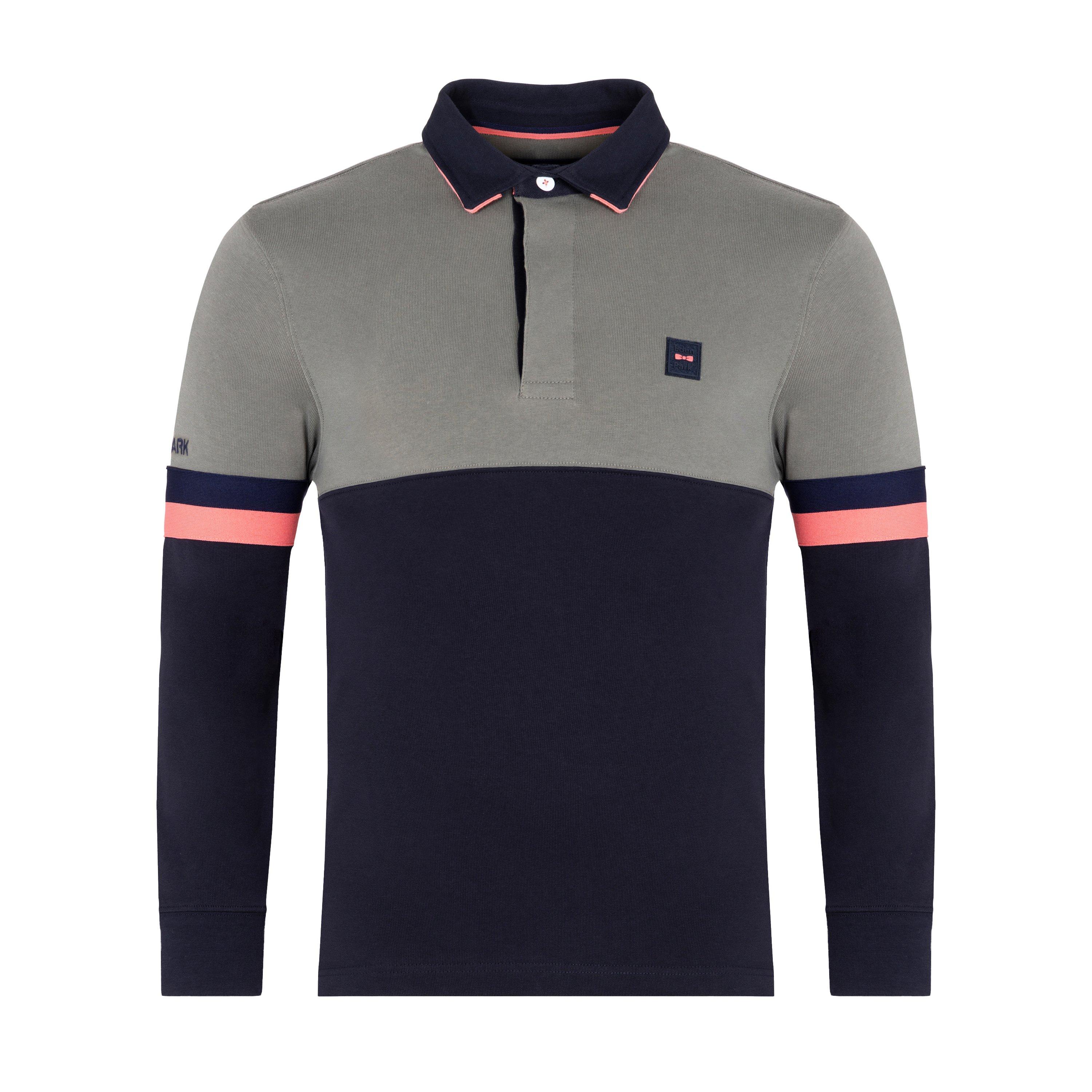 Grm18 - Eden Park - Grey long-sleeved colourblock rugby top - 1