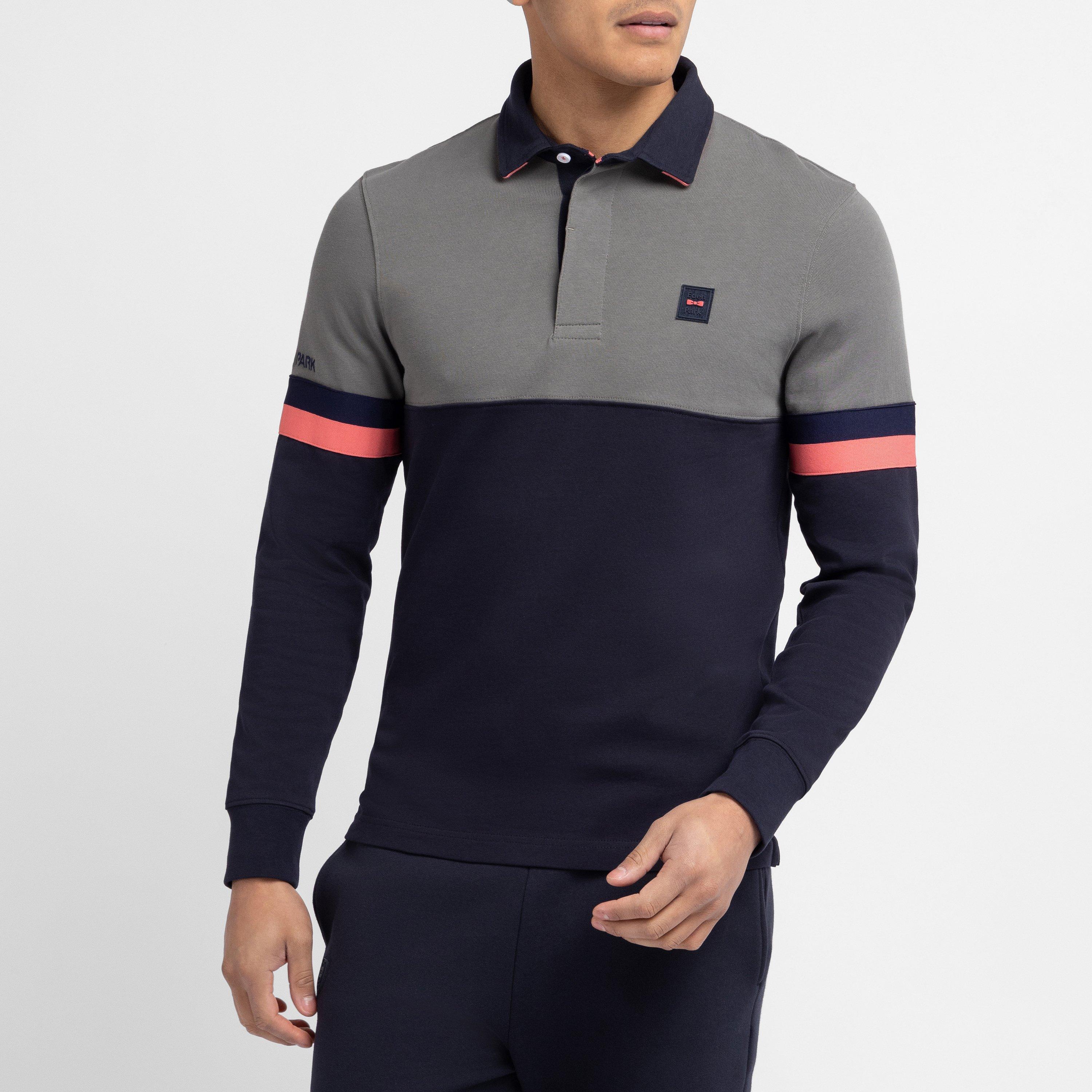 Grm18 - Eden Park - Grey long-sleeved colourblock rugby top - 2