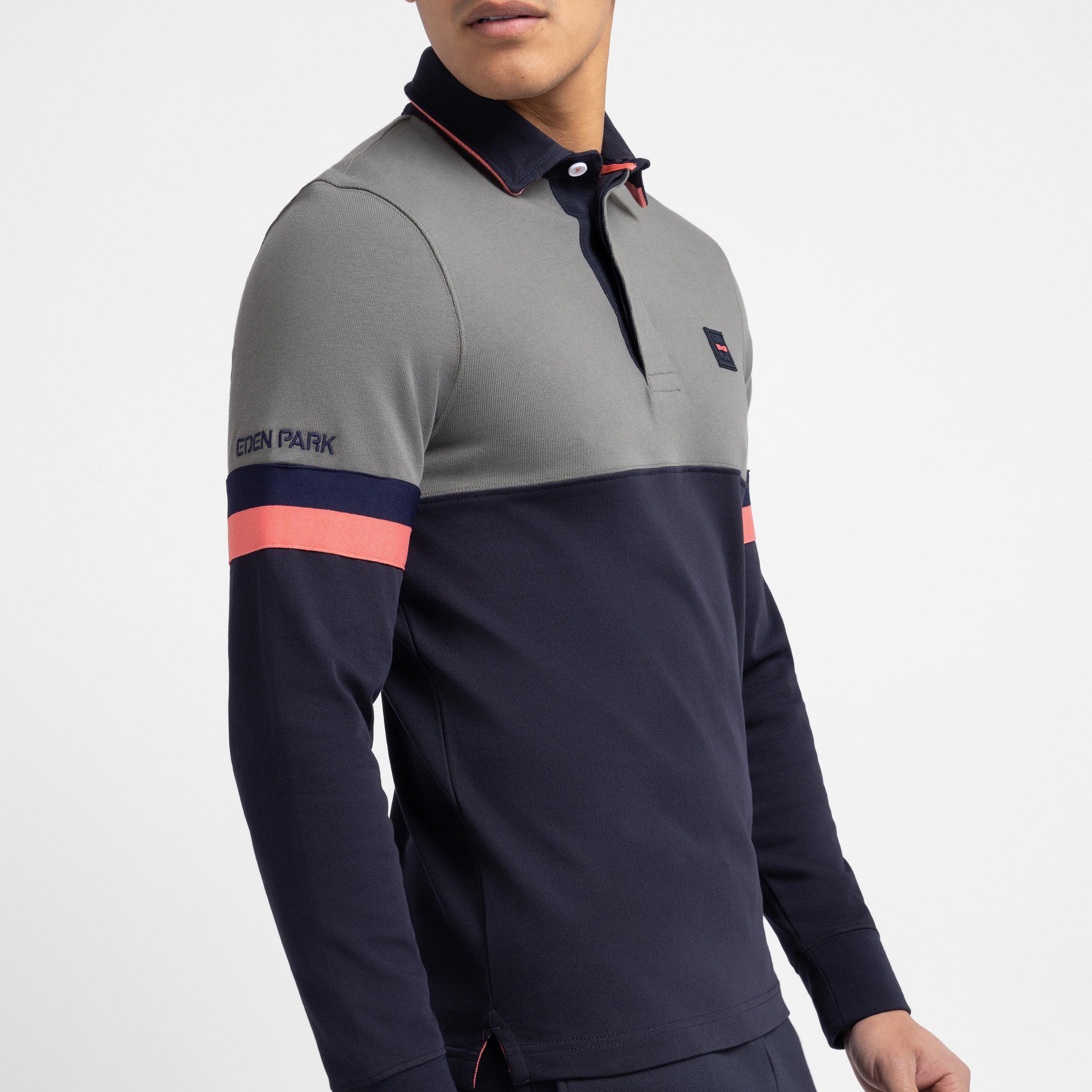 Grm18 - Eden Park - Grey long-sleeved colourblock rugby top - 4