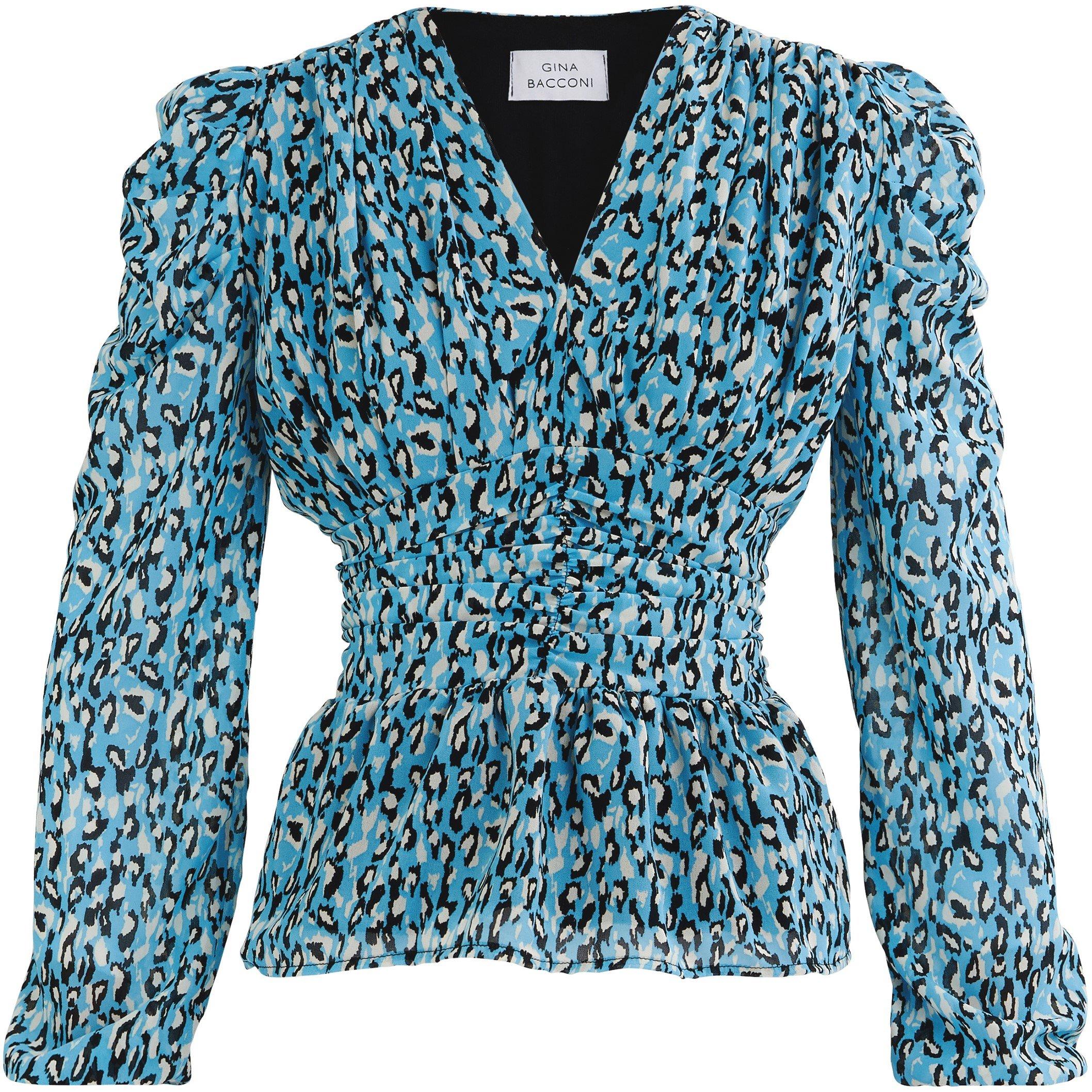 Turquoise - Gina Bacconi - PNINA BLOUSE WITH ROUCHED WAISTBAND - 4