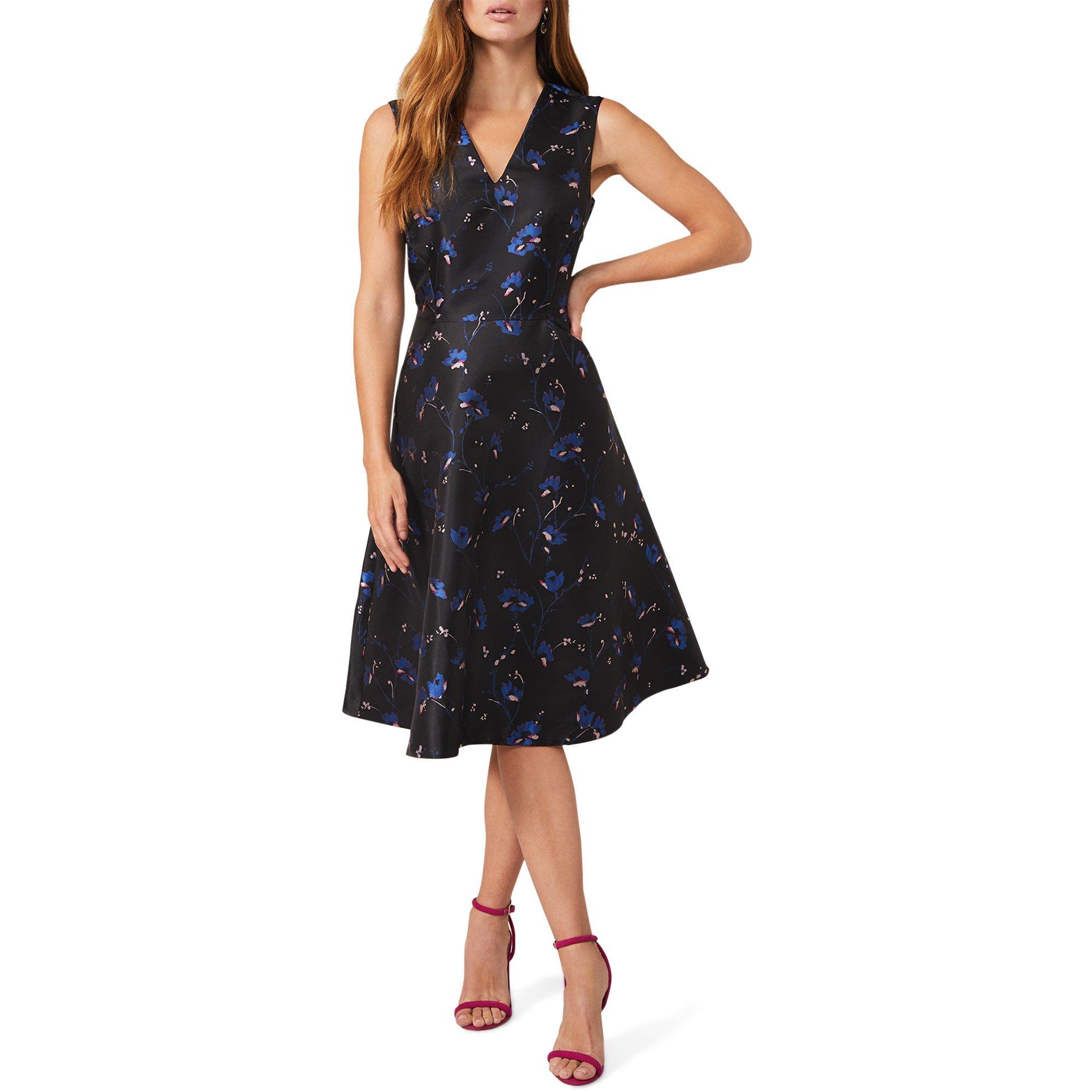 Black/Sapphire - Phase Eight - Ottilie Jacqaurd Fit and Flare Dress - 3