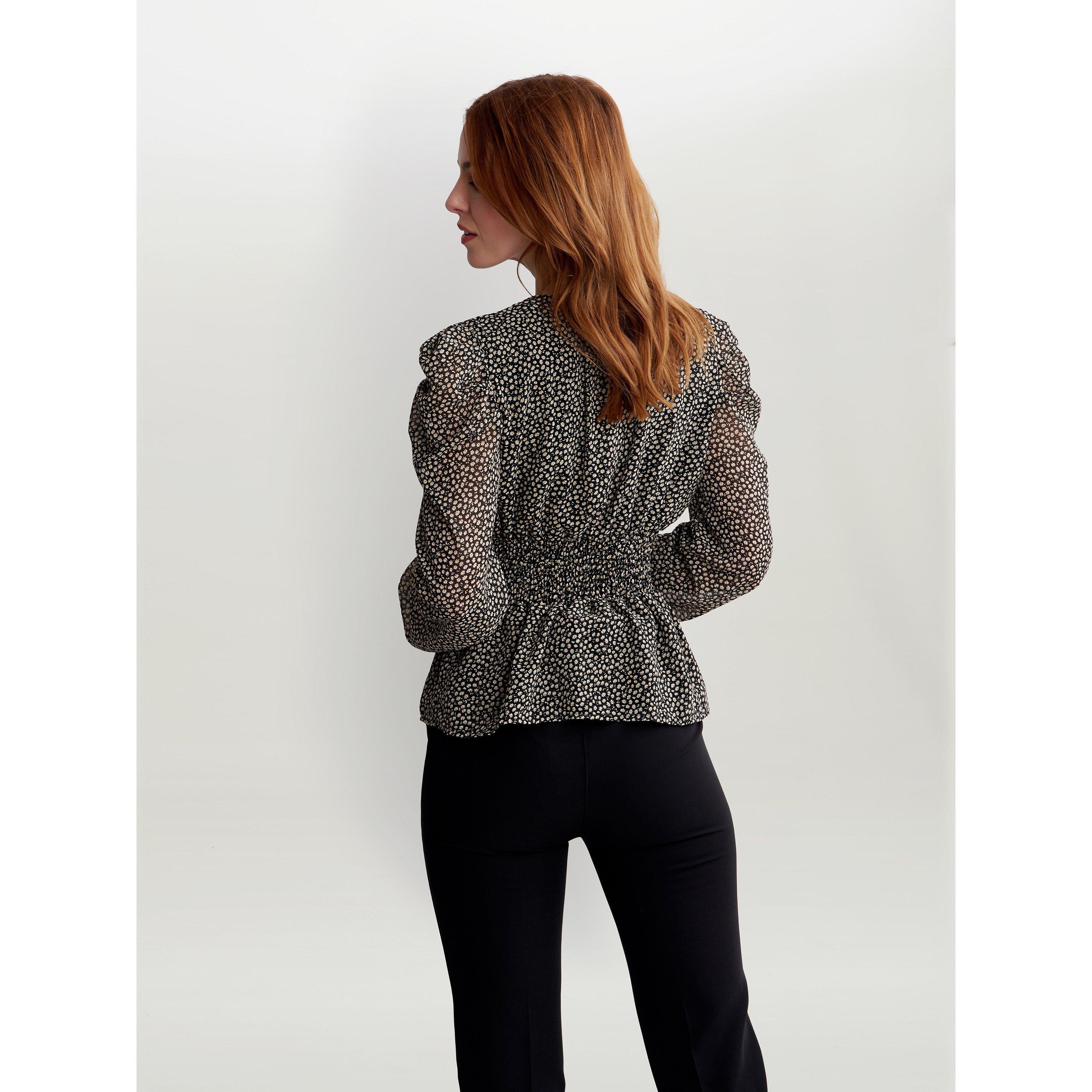 Black / White - Gina Bacconi - Nomy Blouse With Waistband - 2