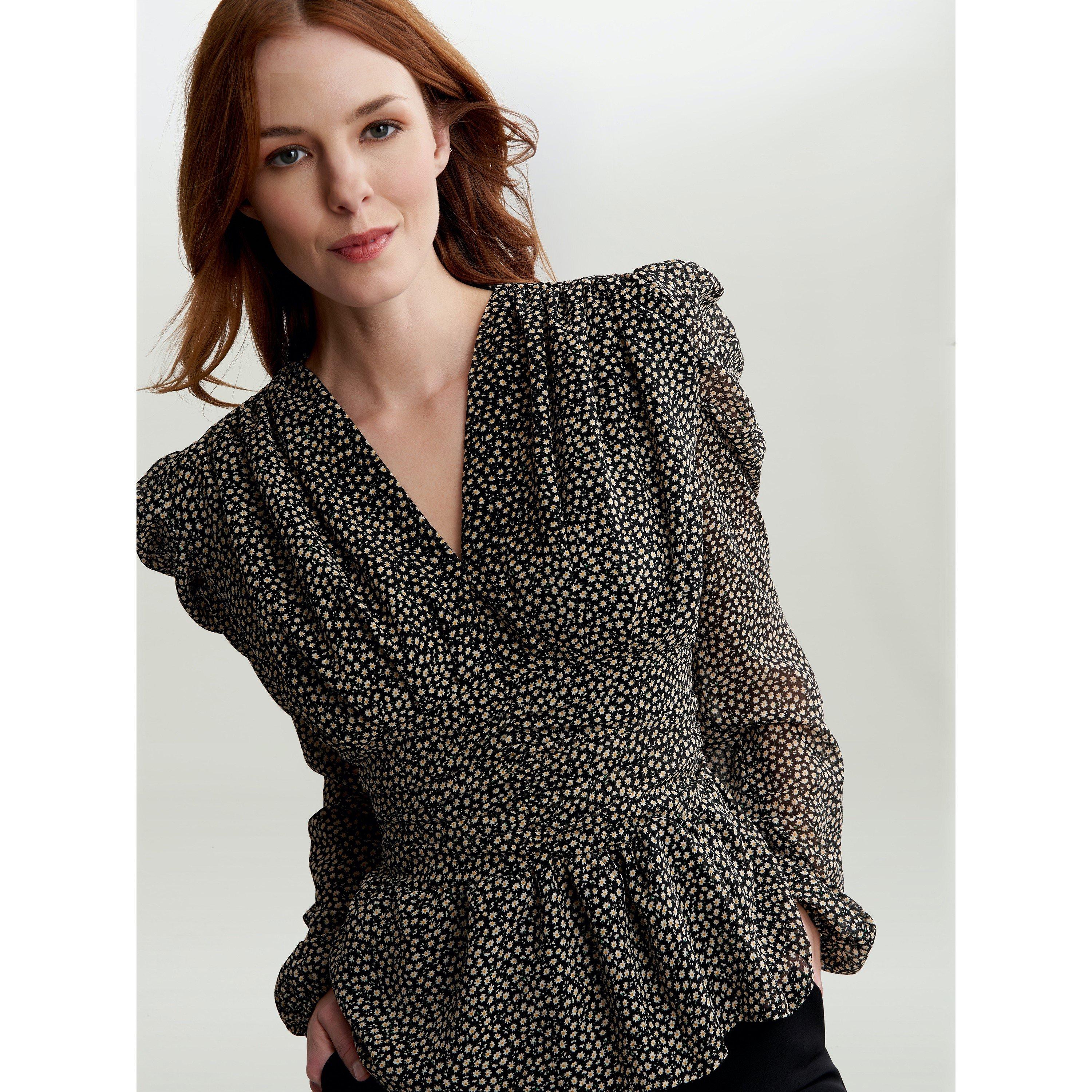 Black / White - Gina Bacconi - Nomy Blouse With Waistband - 5