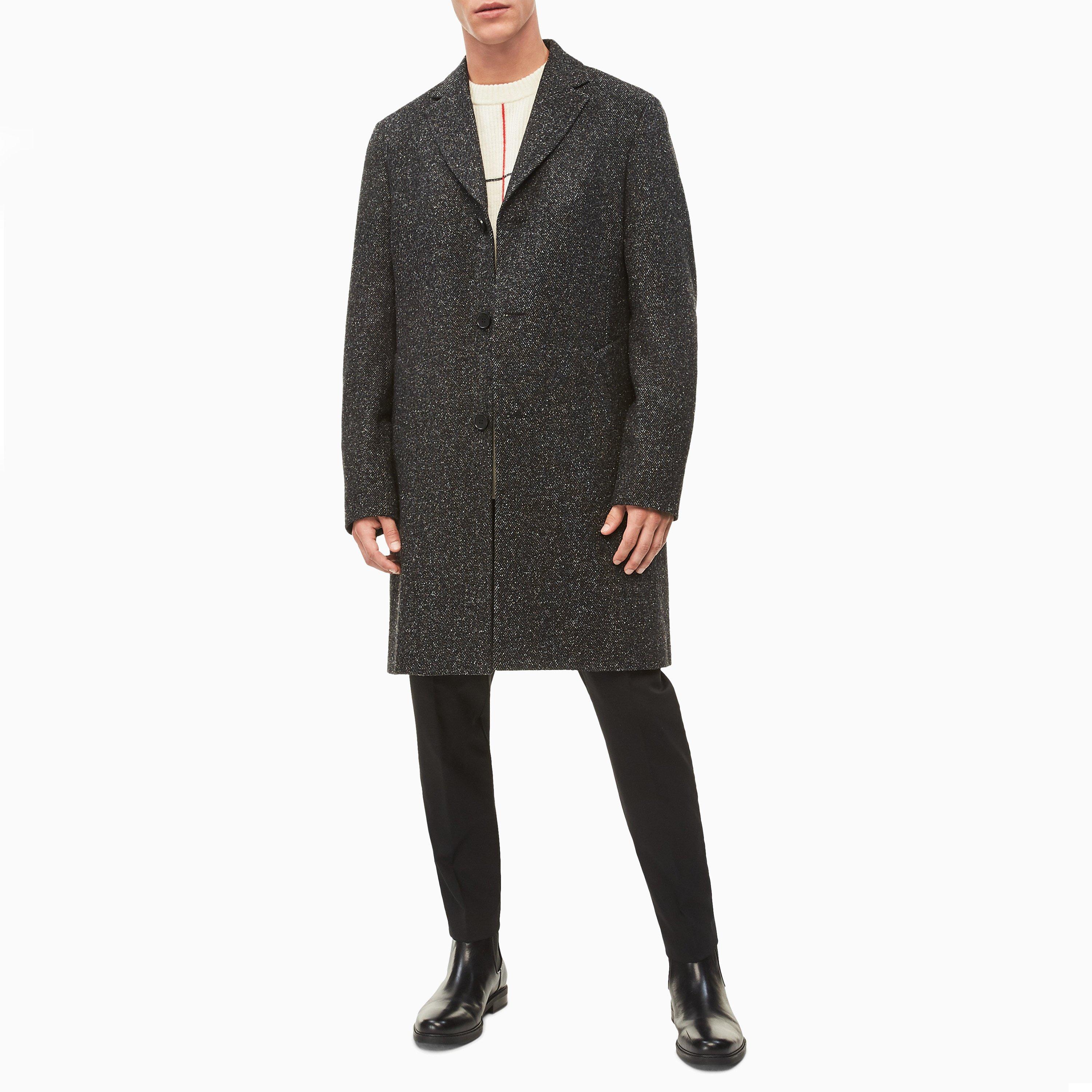 Dark Grey - Calvin Klein - Men's Wool Blend Overcoat - 2