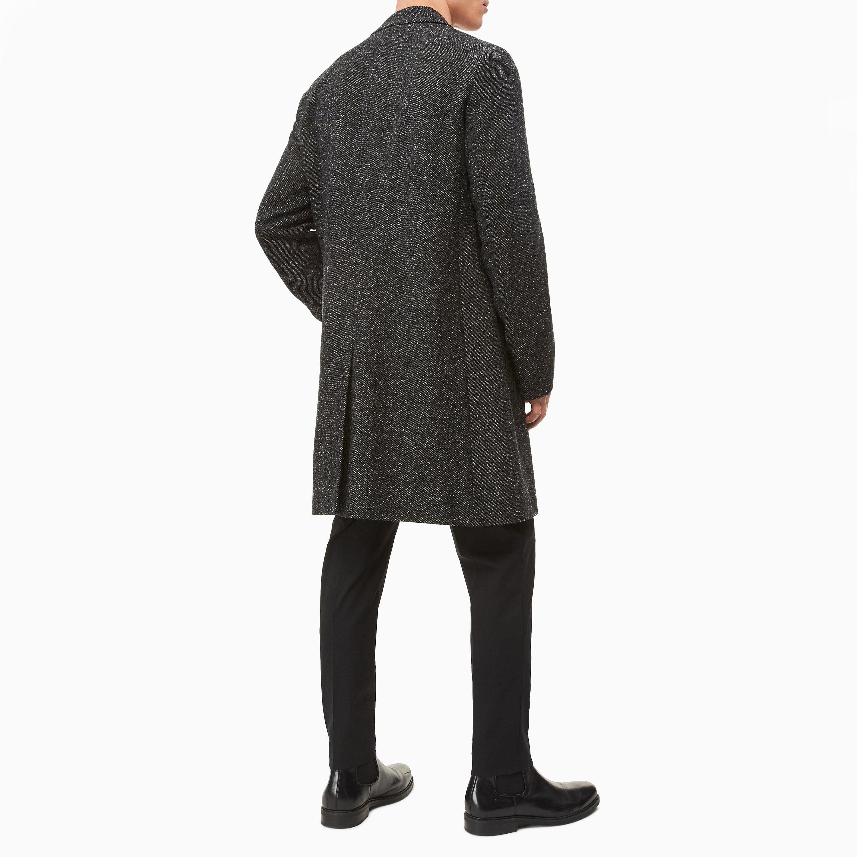 Dark Grey - Calvin Klein - Men's Wool Blend Overcoat - 3