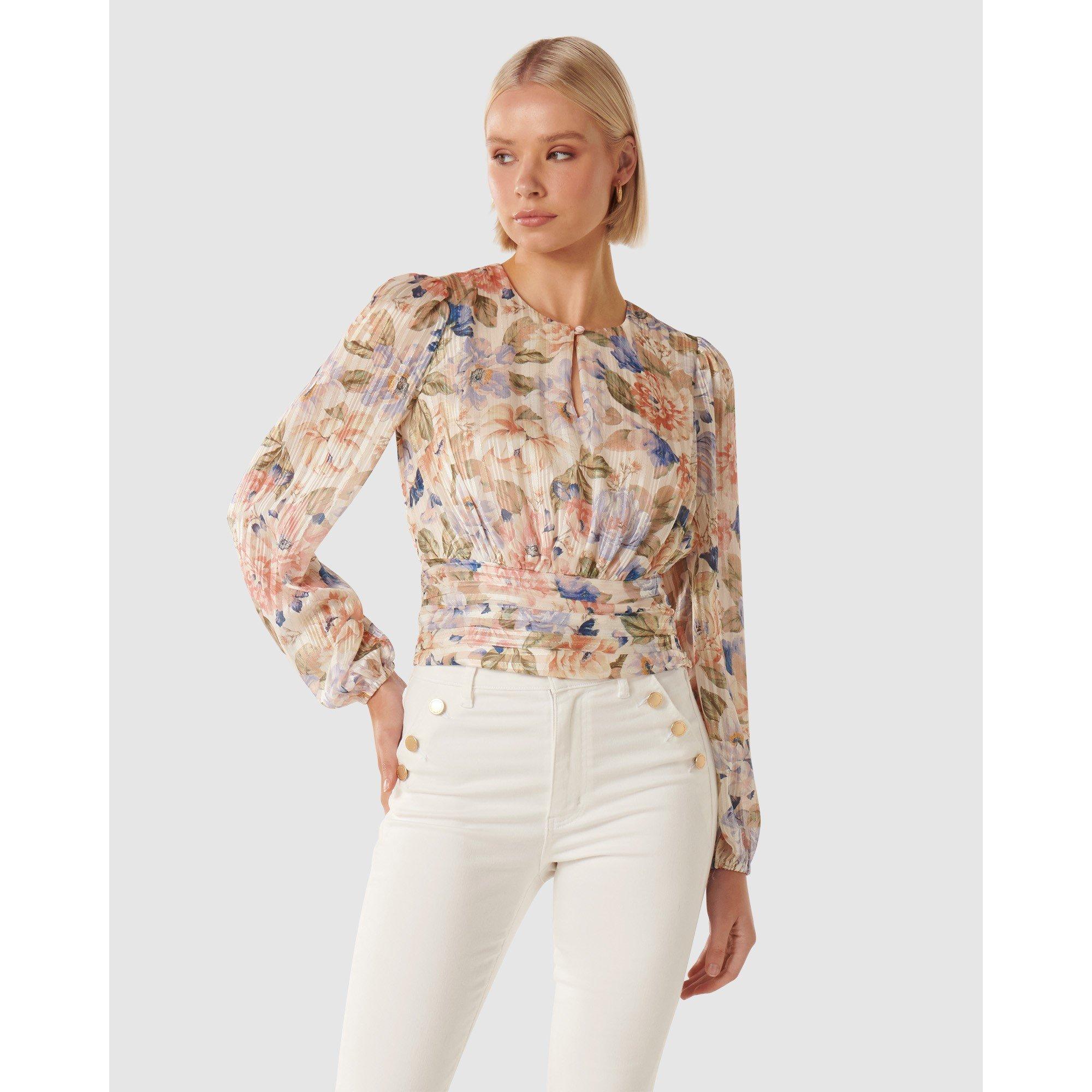 Blue Colvin Flo - Forever New - Leighton Printed Self Stripe Blouse - 2