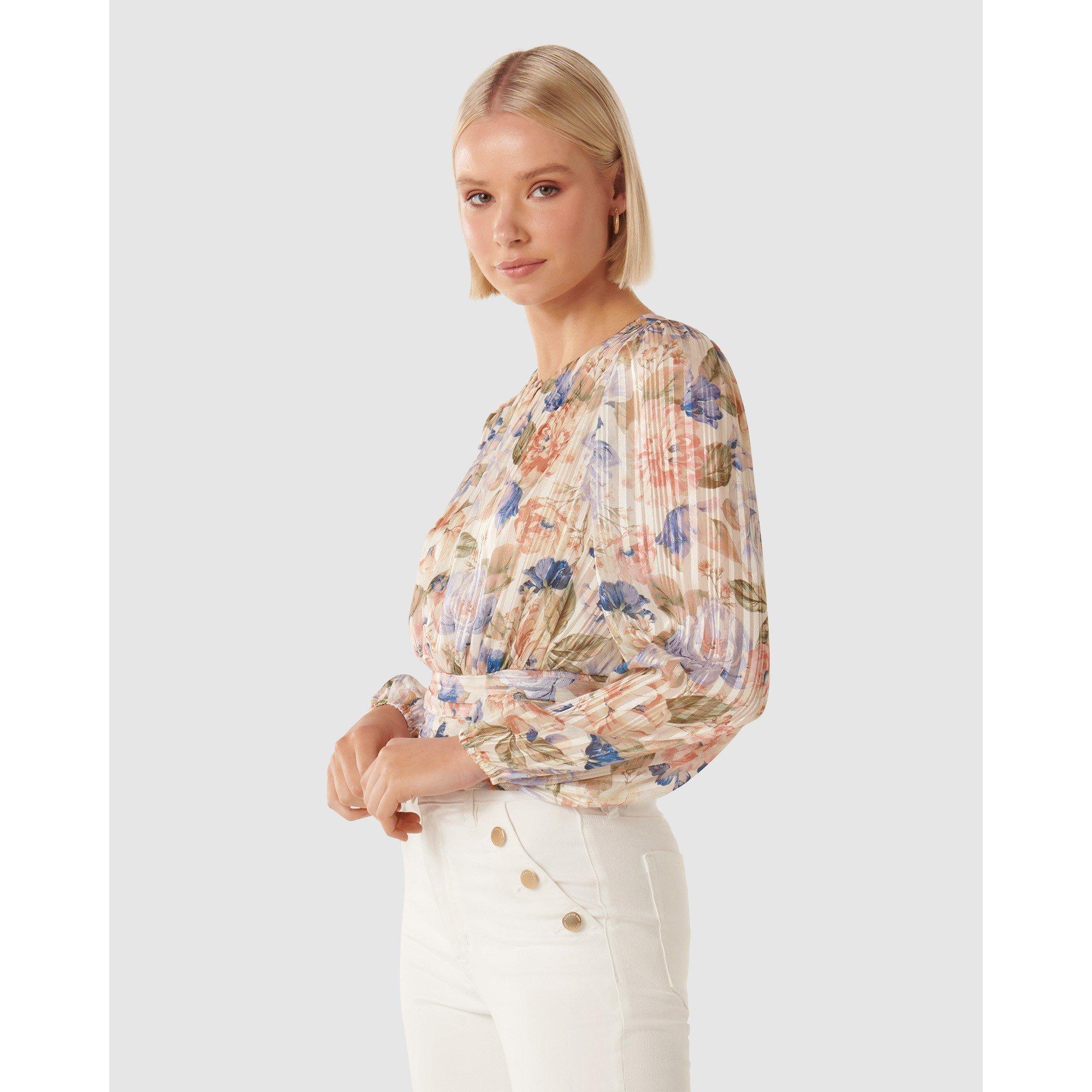 Blue Colvin Flo - Forever New - Leighton Printed Self Stripe Blouse - 4