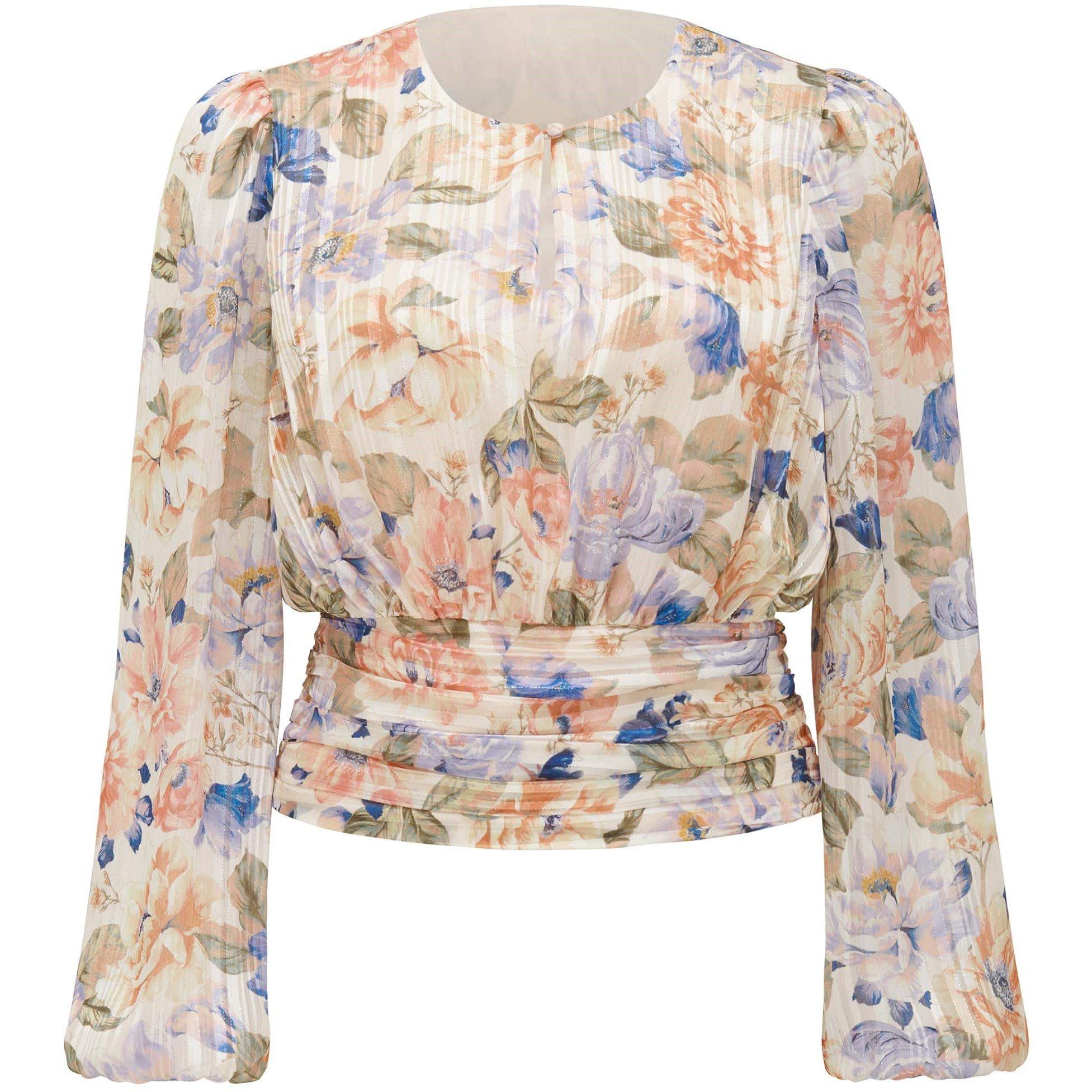 Blue Colvin Flo - Forever New - Leighton Printed Self Stripe Blouse - 6