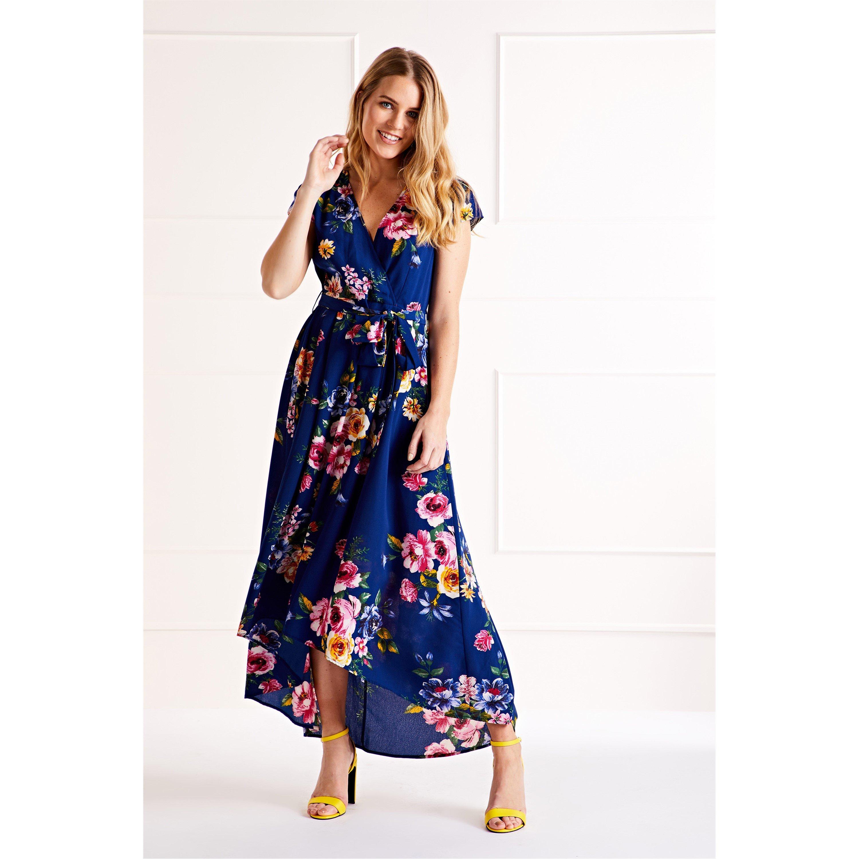 Navy - Mela London - Navy Front Wrap Floral Dress - 2