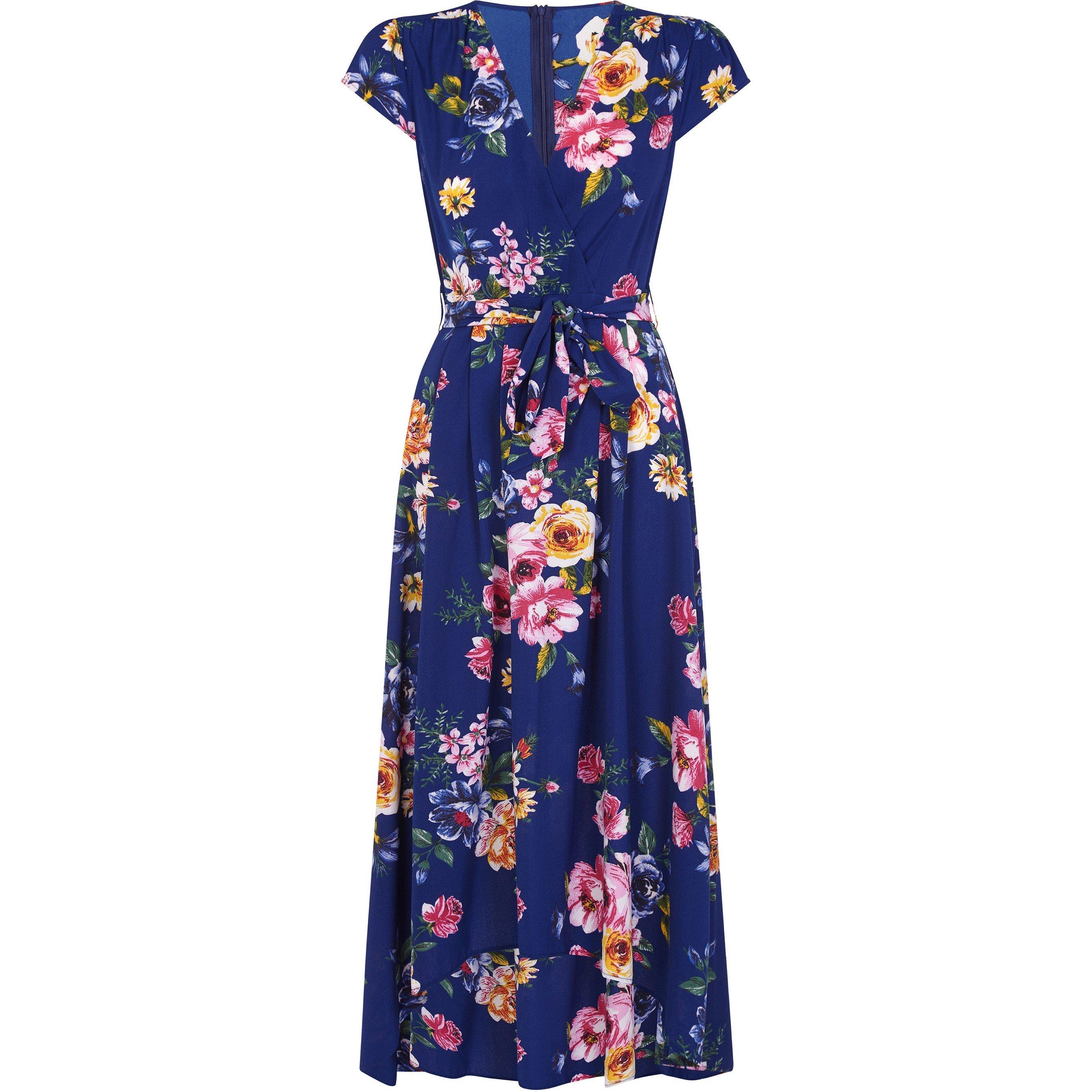 Navy - Mela London - Navy Front Wrap Floral Dress - 4