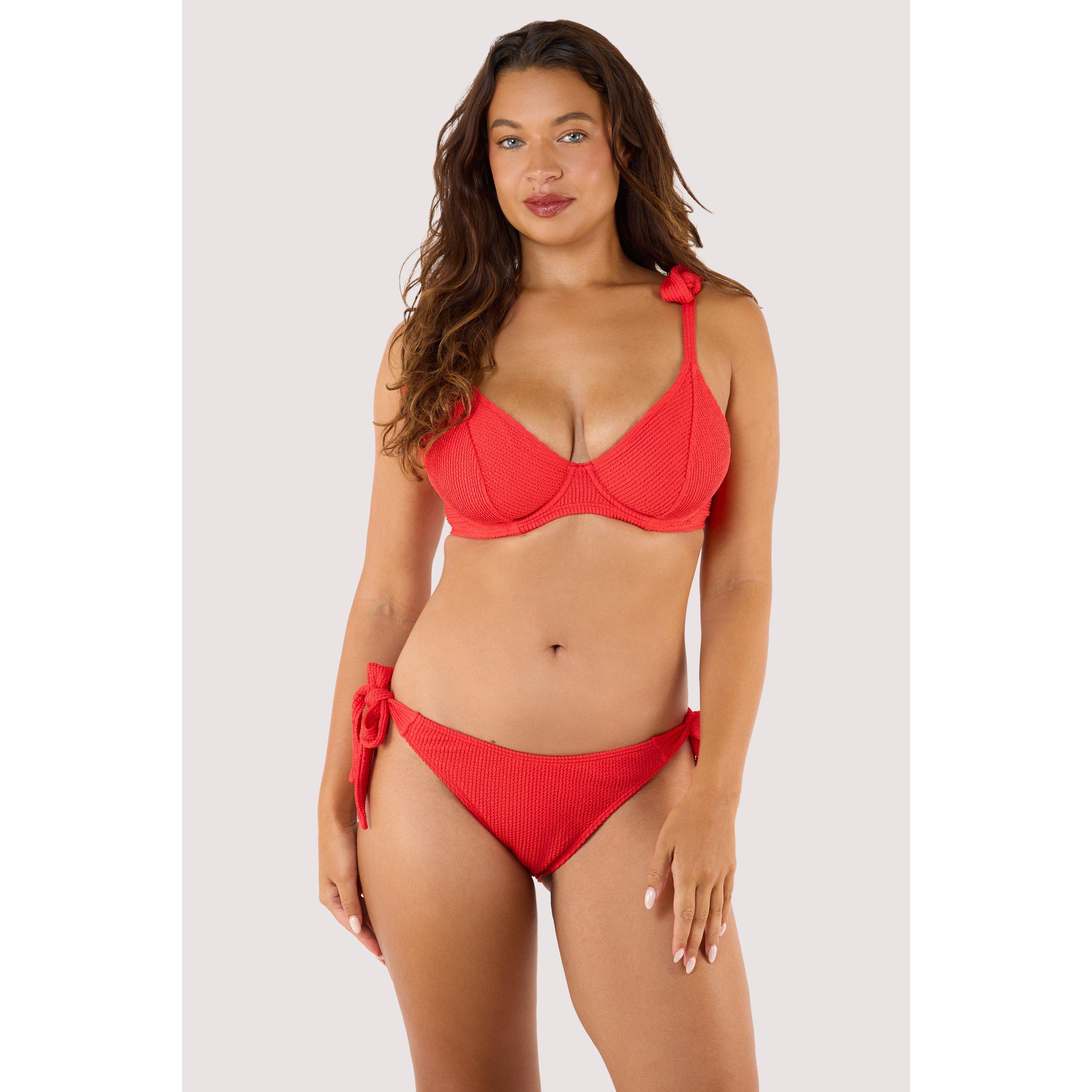 Red - Peek and Beau - Hattie Red Crinkle Underwired Bikini Top - 3