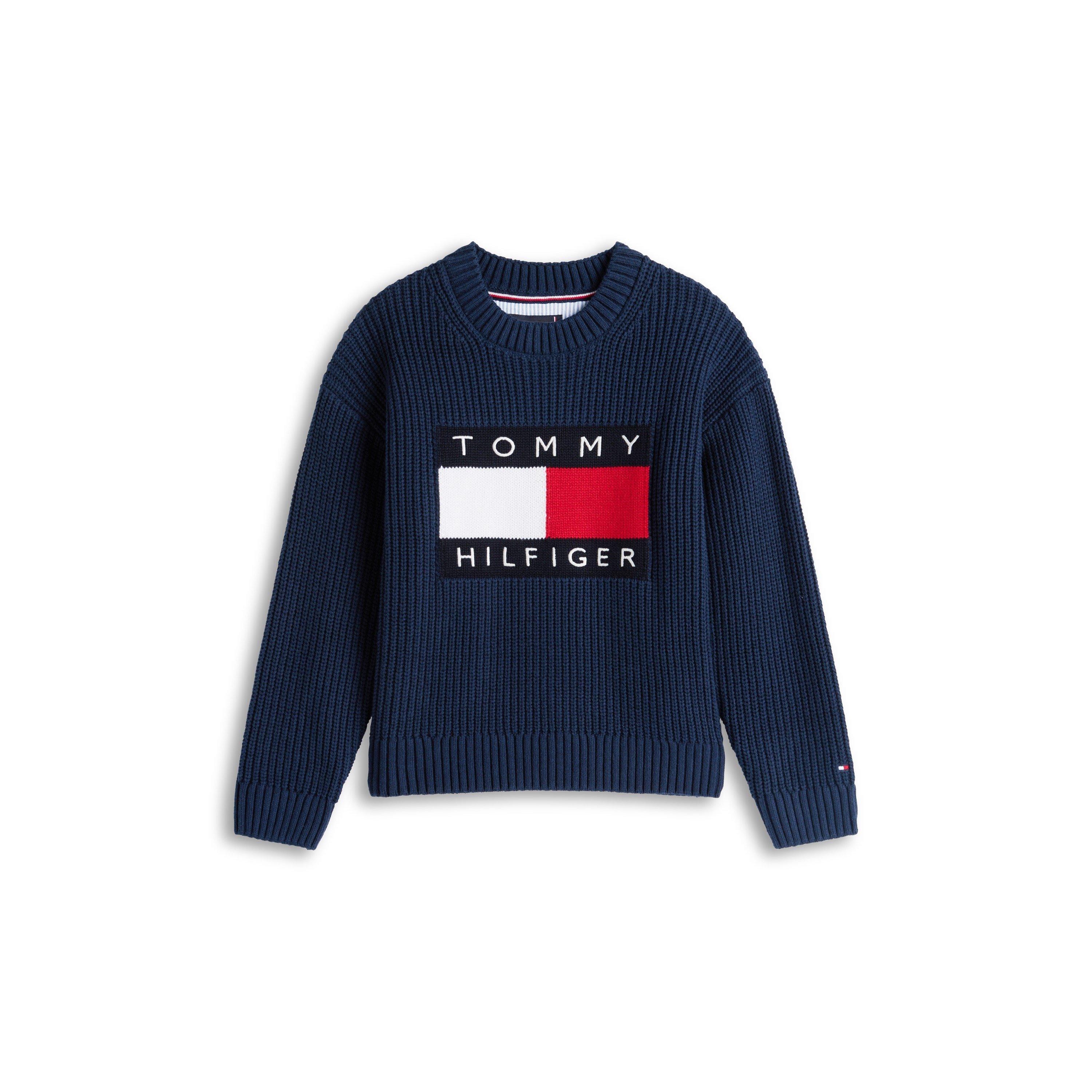 Tommy Hilfiger Boys Kids' Heritage Knitted Crew Neck Jumper - Night Navy C1g - 14Y