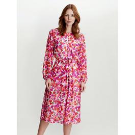 Gina Bacconi PRATHIA UNWAISTED LONG SLEEVE DRESS WITH BELT