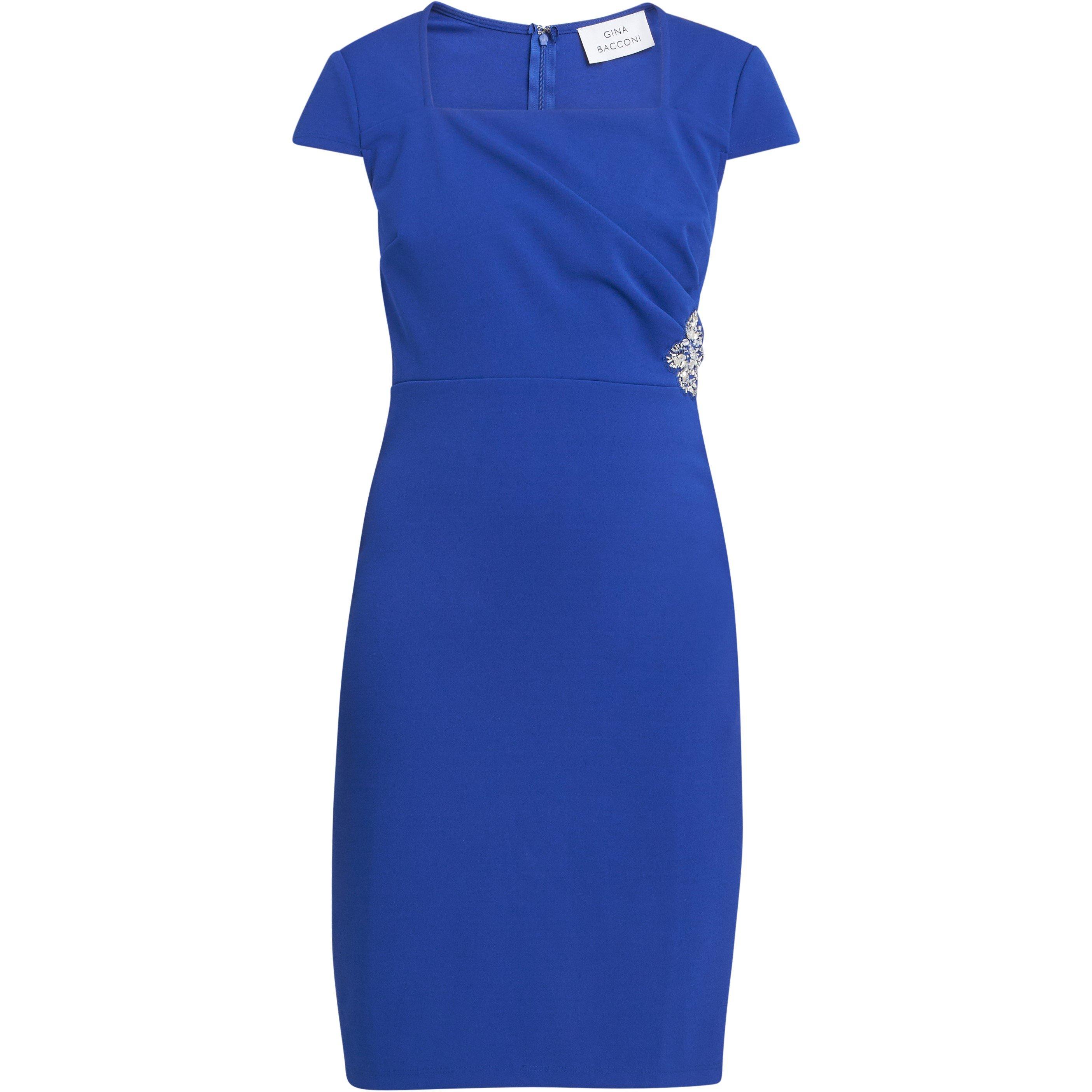 Cosmic Blue - Gina Bacconi - Briah Square Neck Embellished Dress - 4