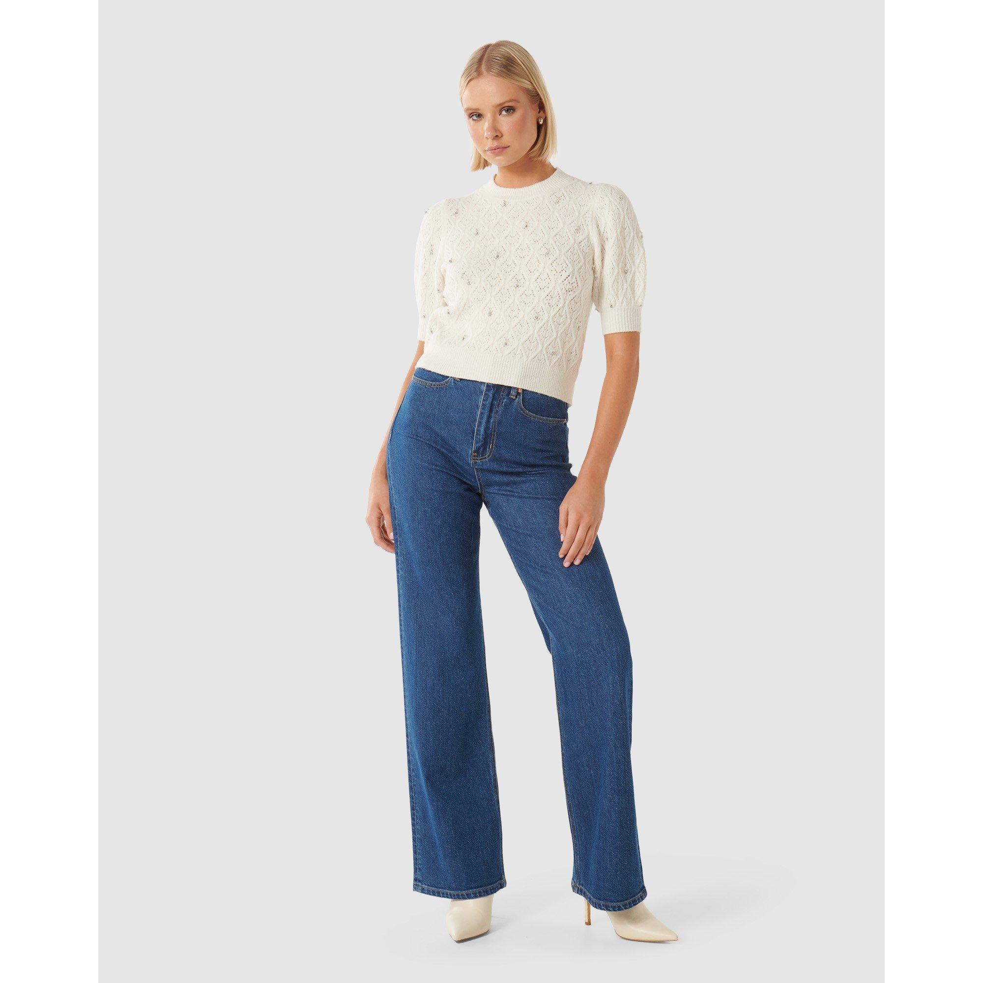 Porcelain - Forever New - Sierra Embellished Sleeve Knit Tee - 1