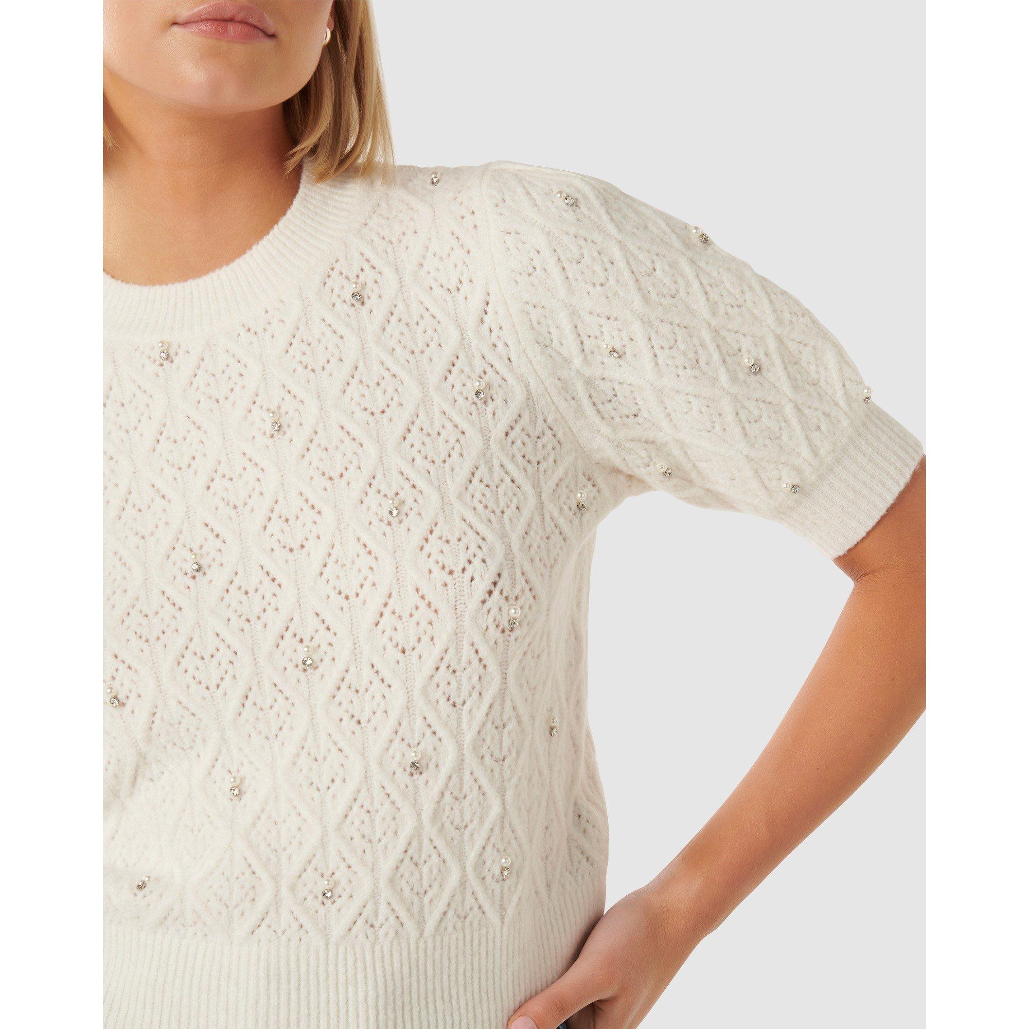 Porcelain - Forever New - Sierra Embellished Sleeve Knit Tee - 3