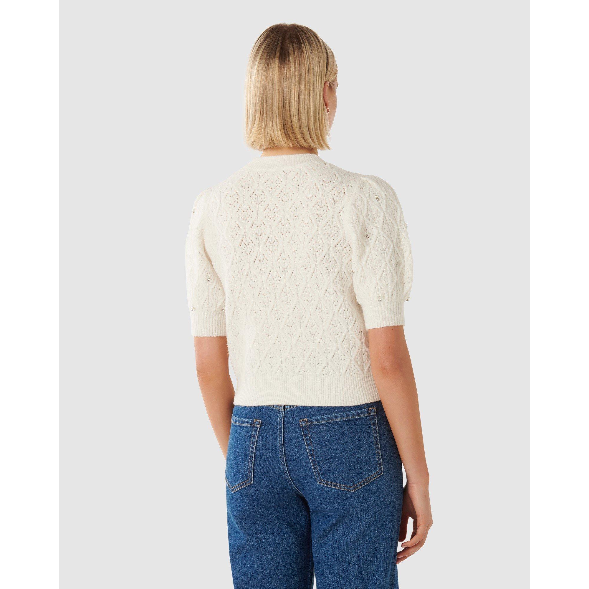 Porcelain - Forever New - Sierra Embellished Sleeve Knit Tee - 5