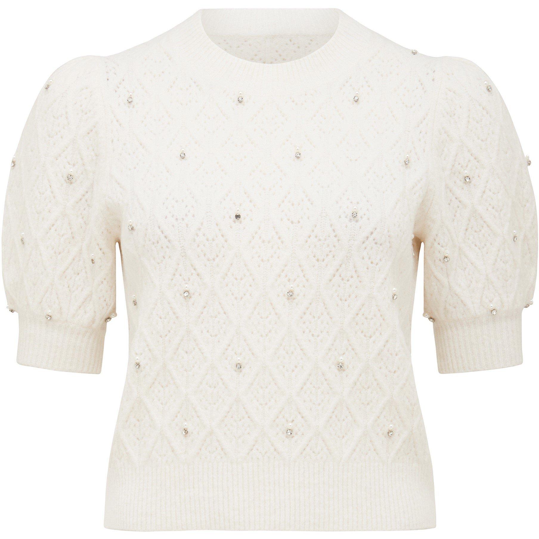 Porcelain - Forever New - Sierra Embellished Sleeve Knit Tee - 6