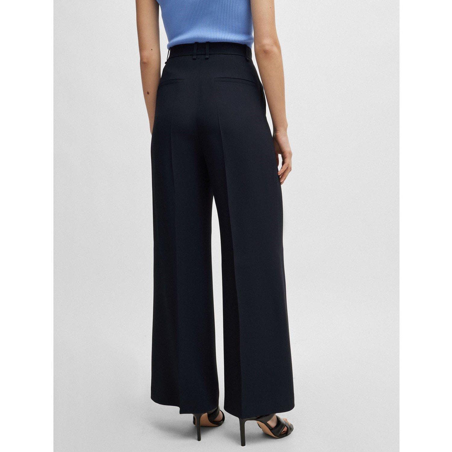 Dark Blue - Boss - Tikela High-Waisted Relaxed-Fit Trousers - 2